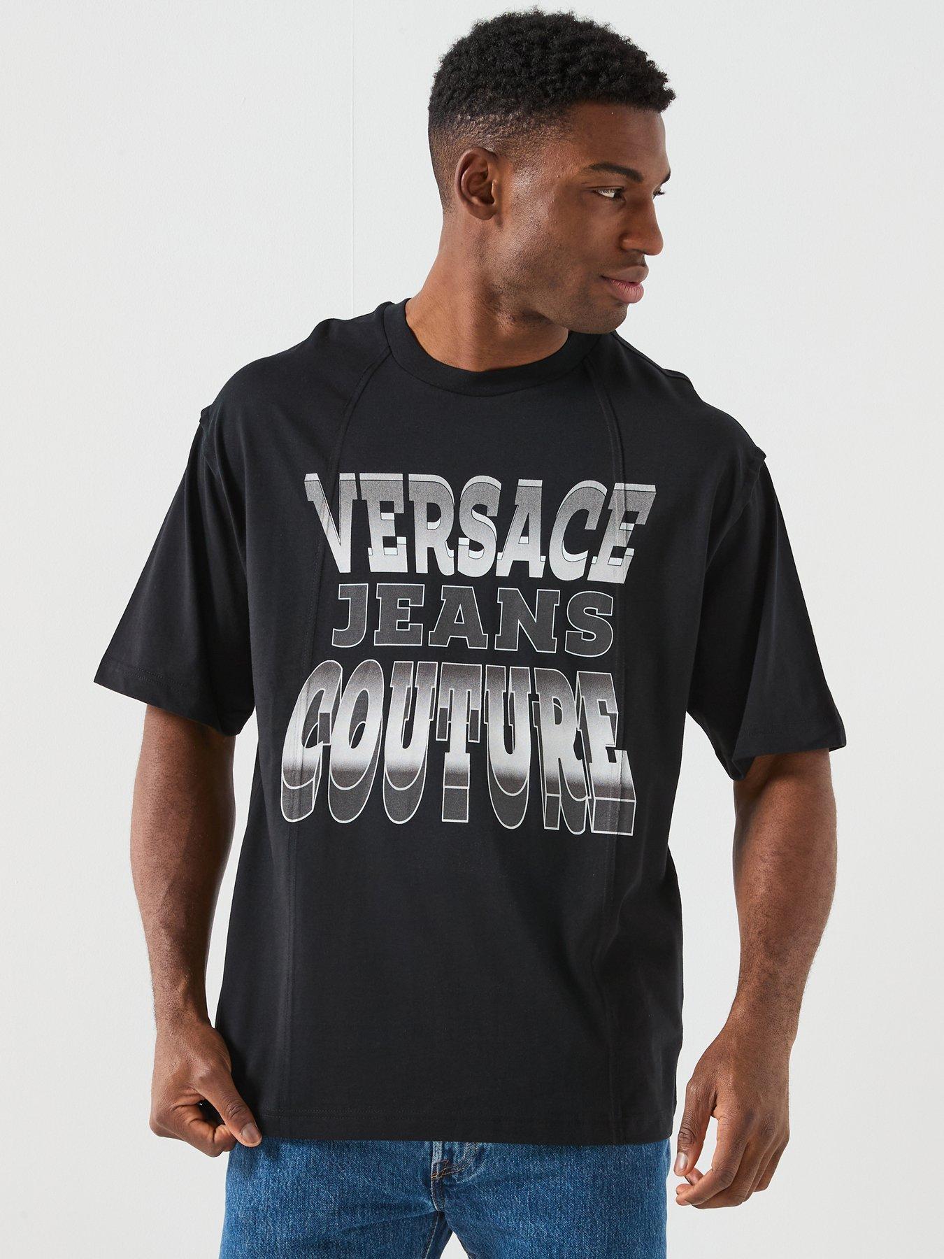 Versace Jeans Couture: Large Stack Logo T-Shirt - Black