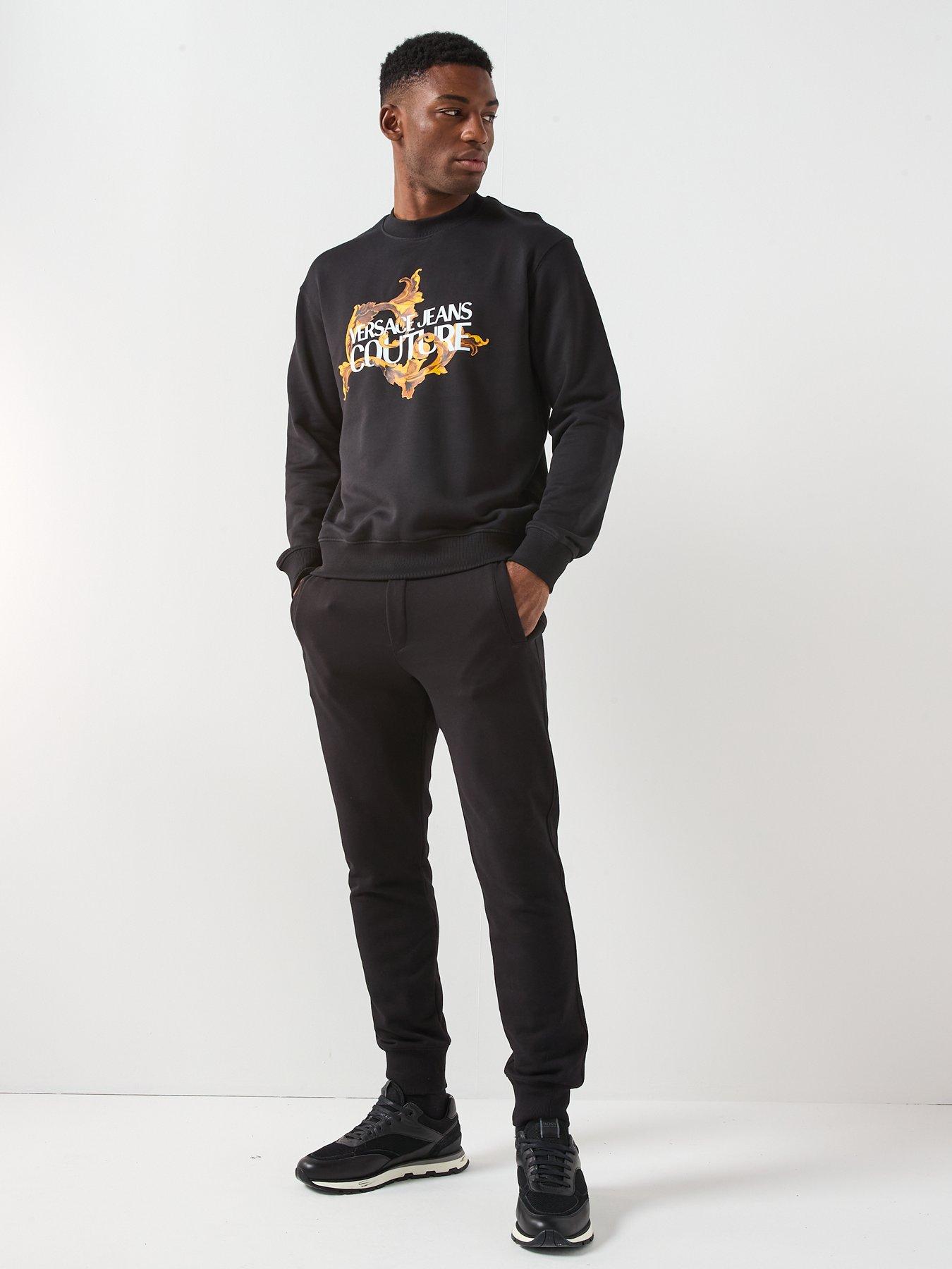 Image 3 of 6 of Versace Jeans Couture Barocco Institutional Logo Crew Sweatshirt - Black