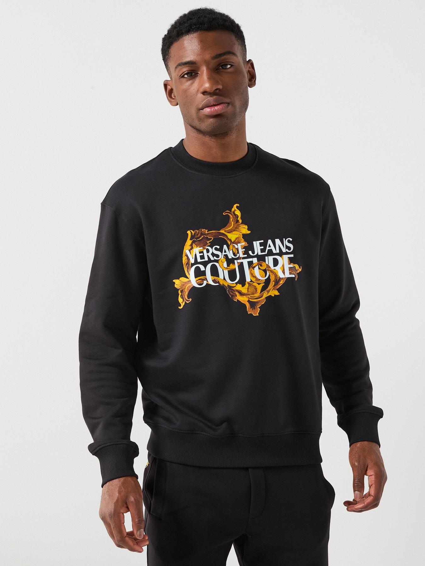 Image 6 of 6 of Versace Jeans Couture Barocco Institutional Logo Crew Sweatshirt - Black