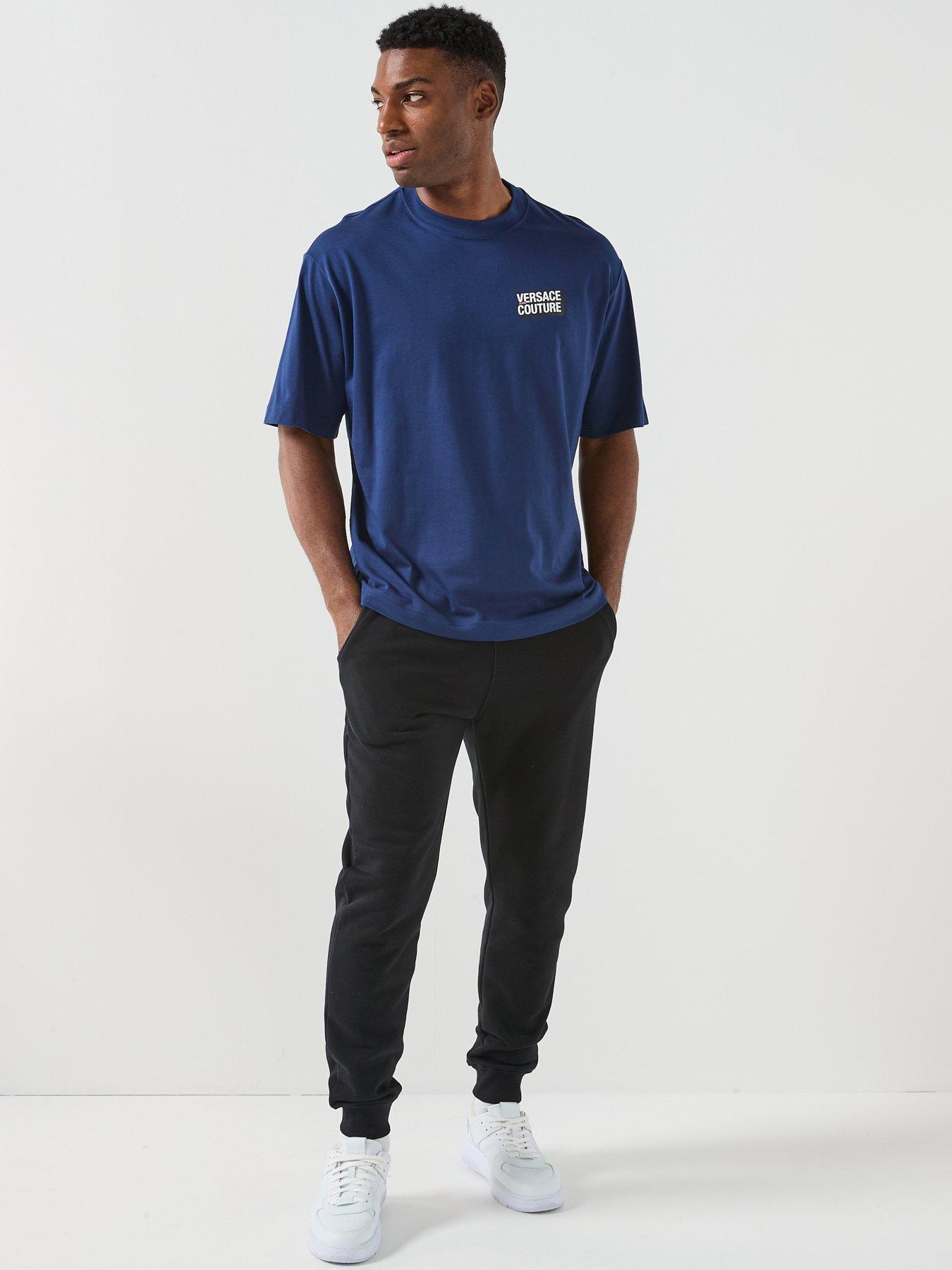 Versace Jeans Couture Square Flock Logo T-Shirt - Navy | Very