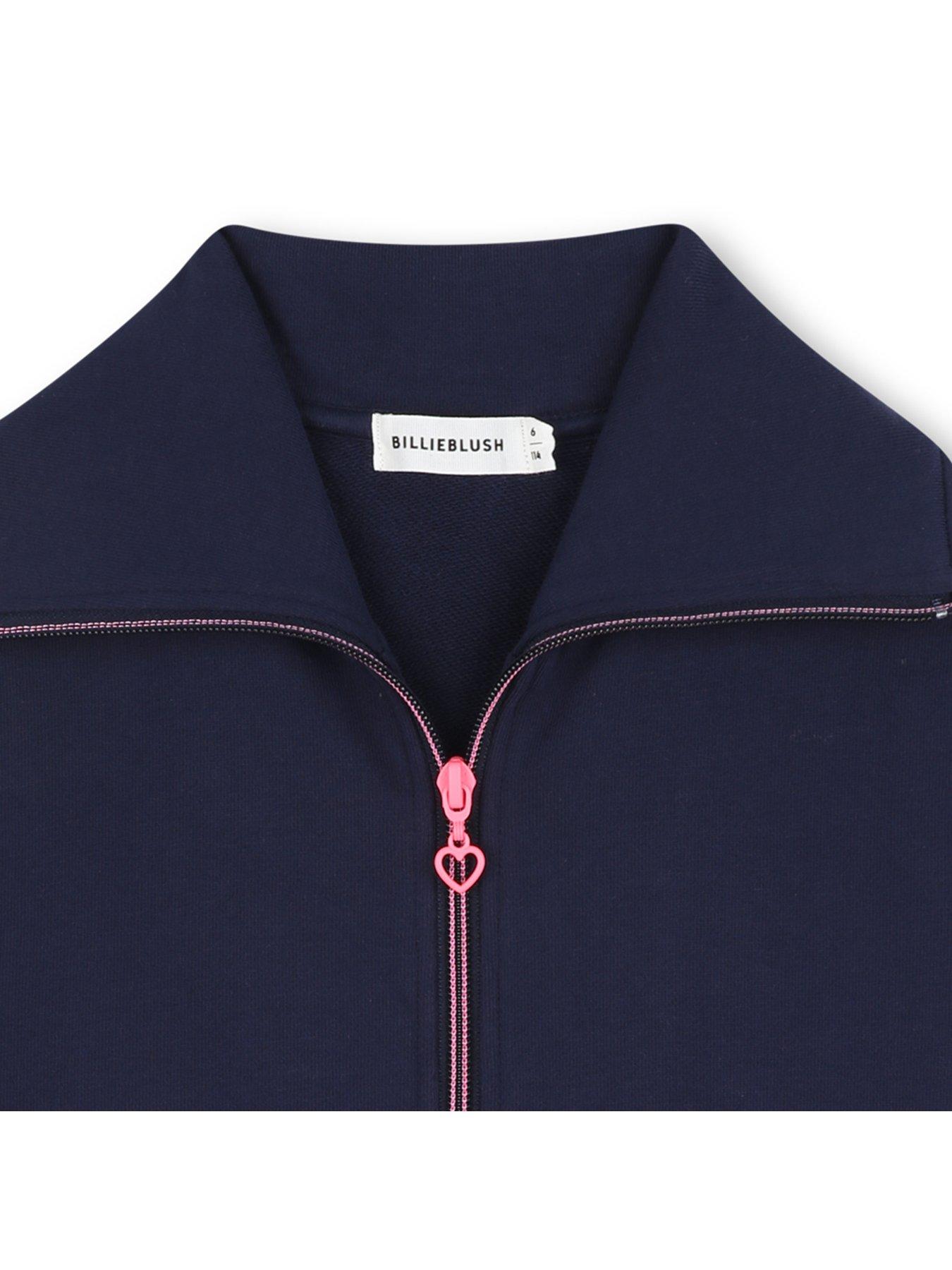 Image 5 of 5 of Billieblush Girls Sequin Back Zip Up Cardigan - Navy