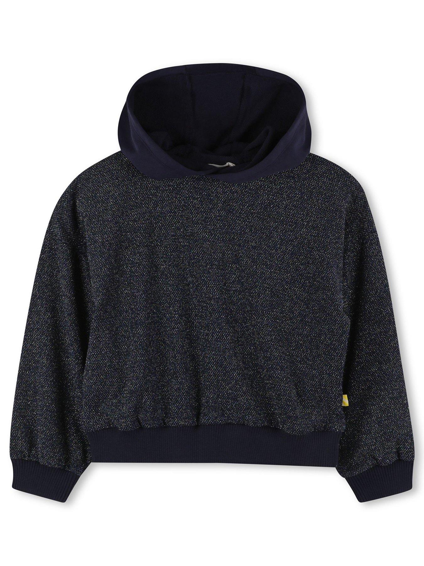 Billieblush Girls Shiny Knit Hoodie, Navy, Size Age: 8 Years