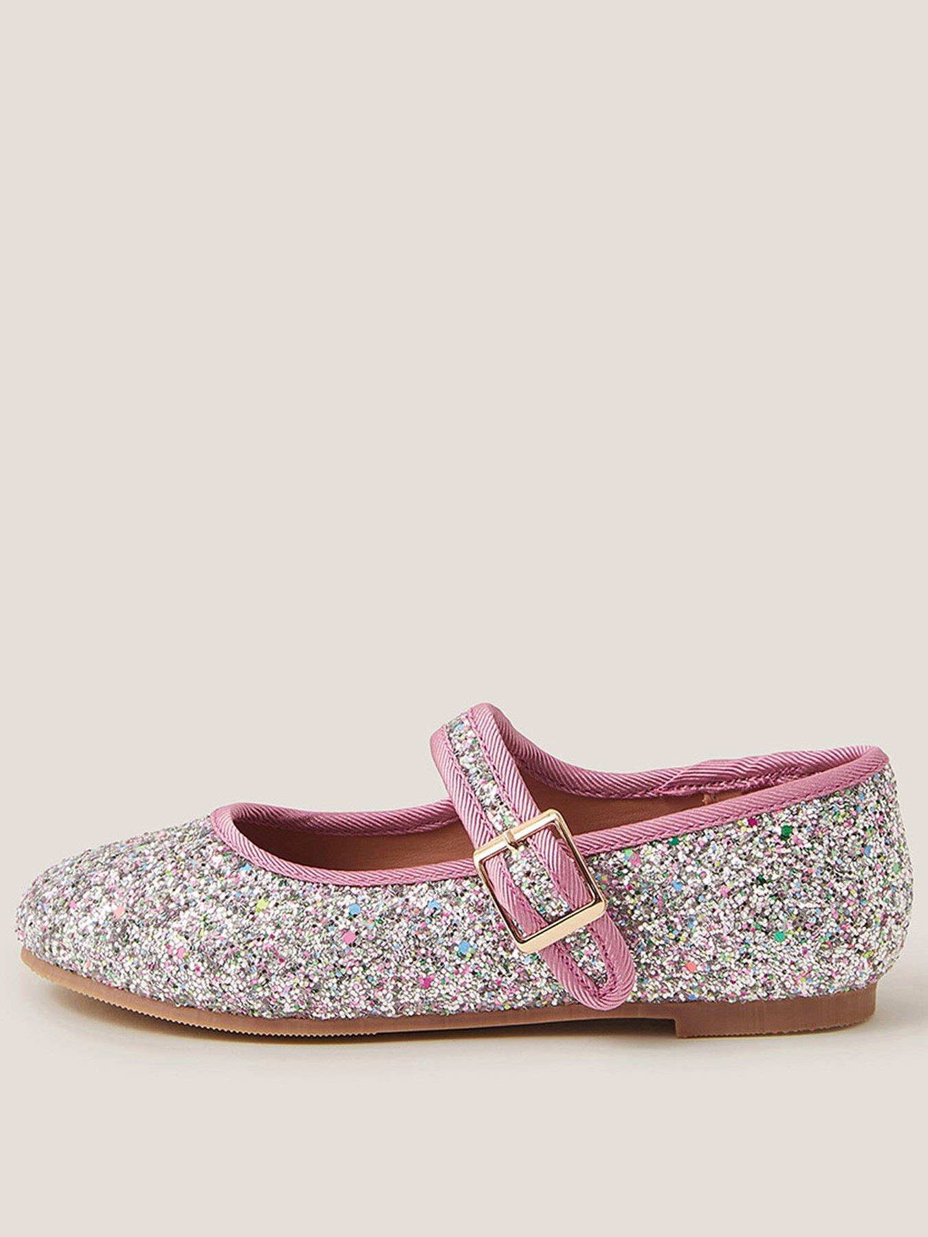 Monsoon Girls Glitter Ballerina Shoes Pink Very
