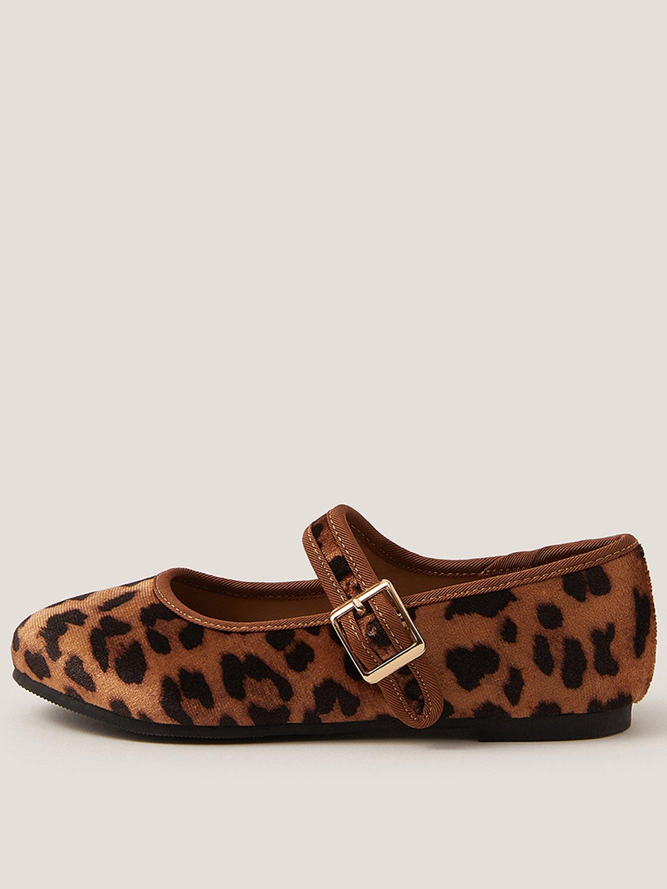 undefined Girls Leopard Print Ballerina Shoes - Brown