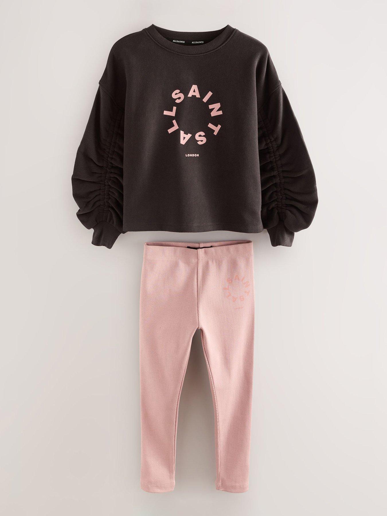 undefined Girls Ruched Sweat Top Set - Pink