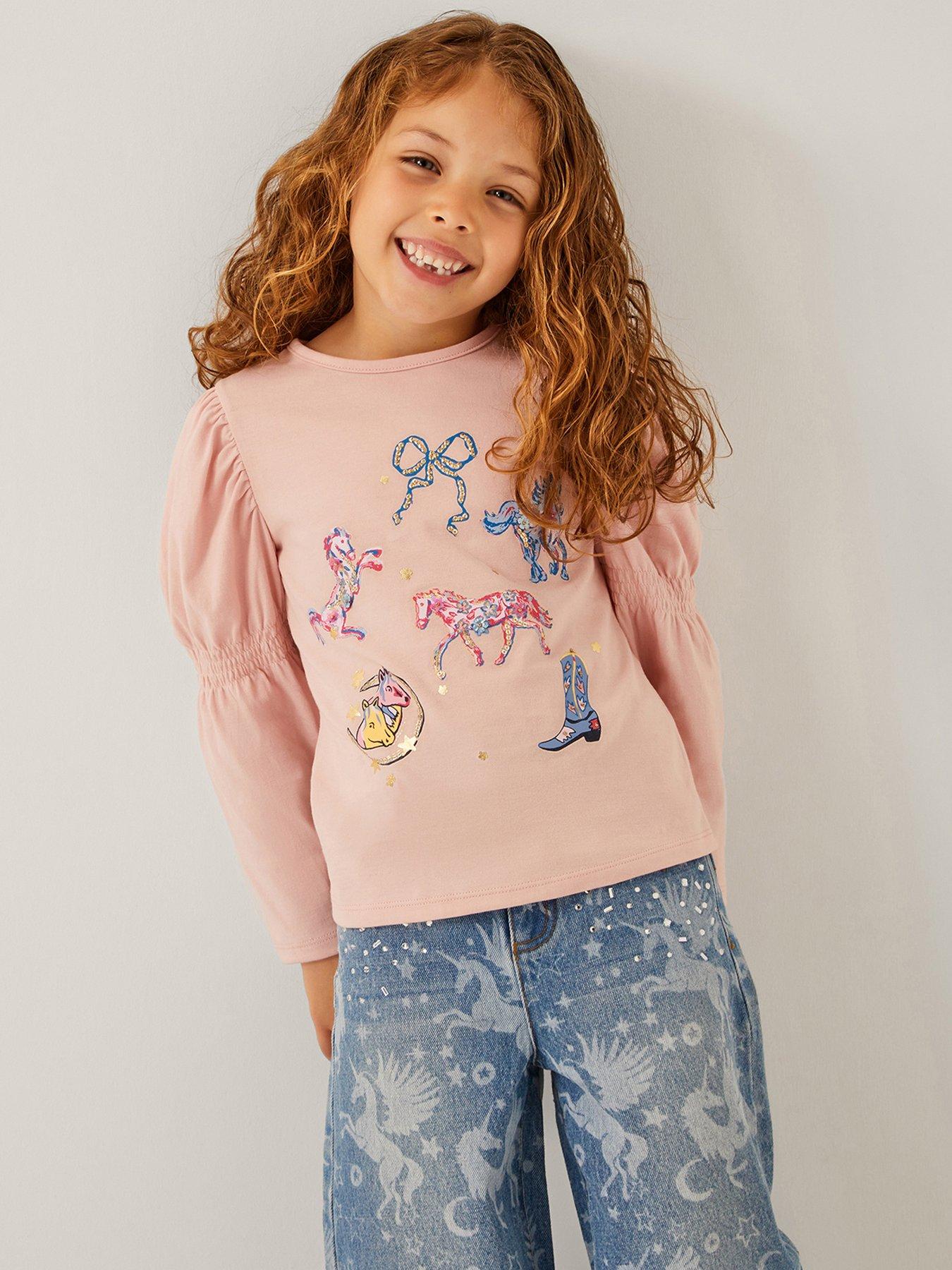 undefined Girls Unicorn Horse Print Tshirt - Pink