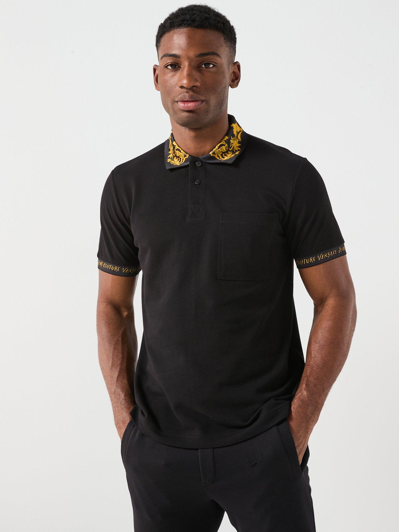 Versace Jeans Couture Logo Collar Polo Shirt - Black