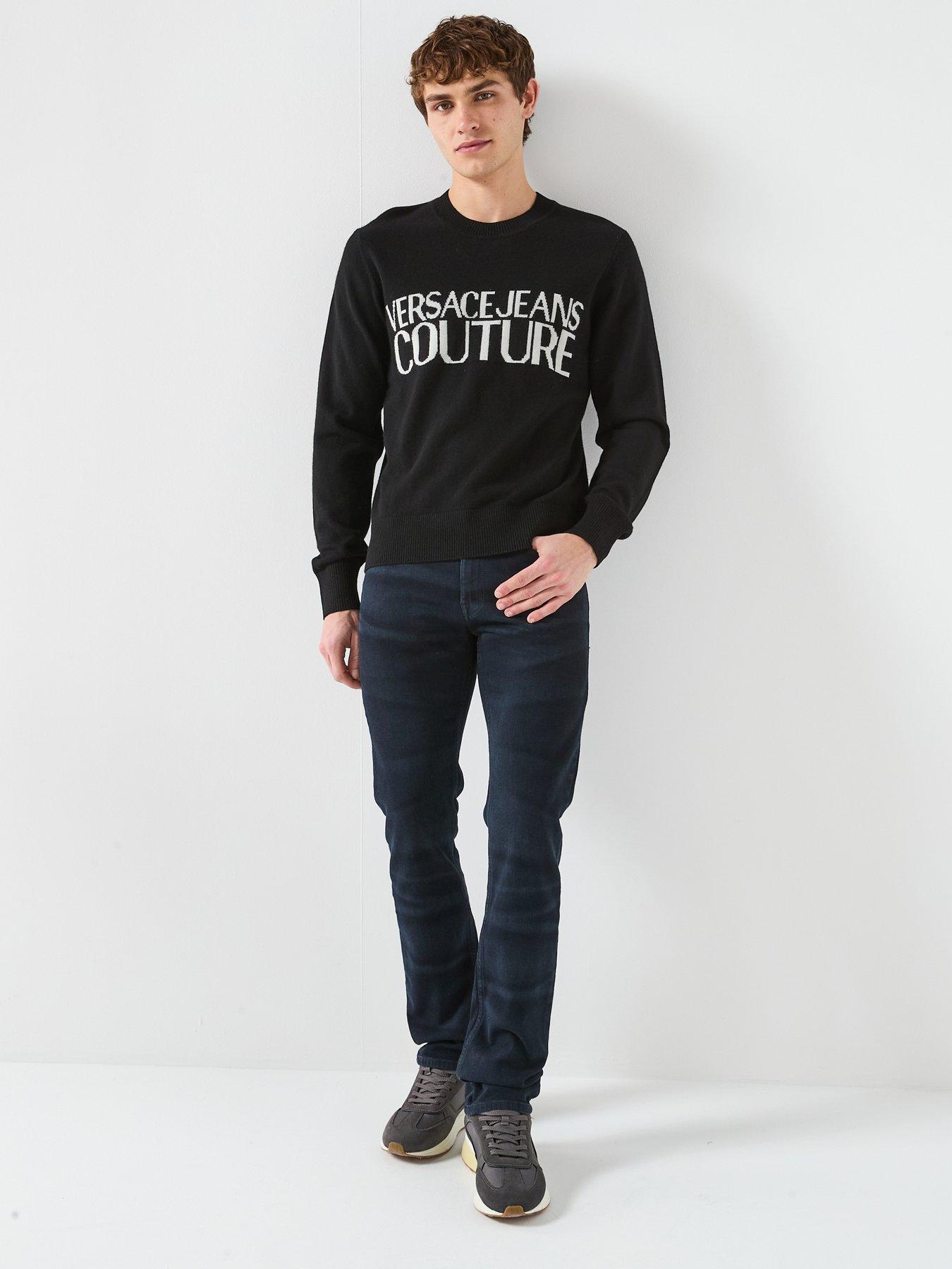 Versace Jeans Couture Large Logo Knitted Jumper - Black | Very