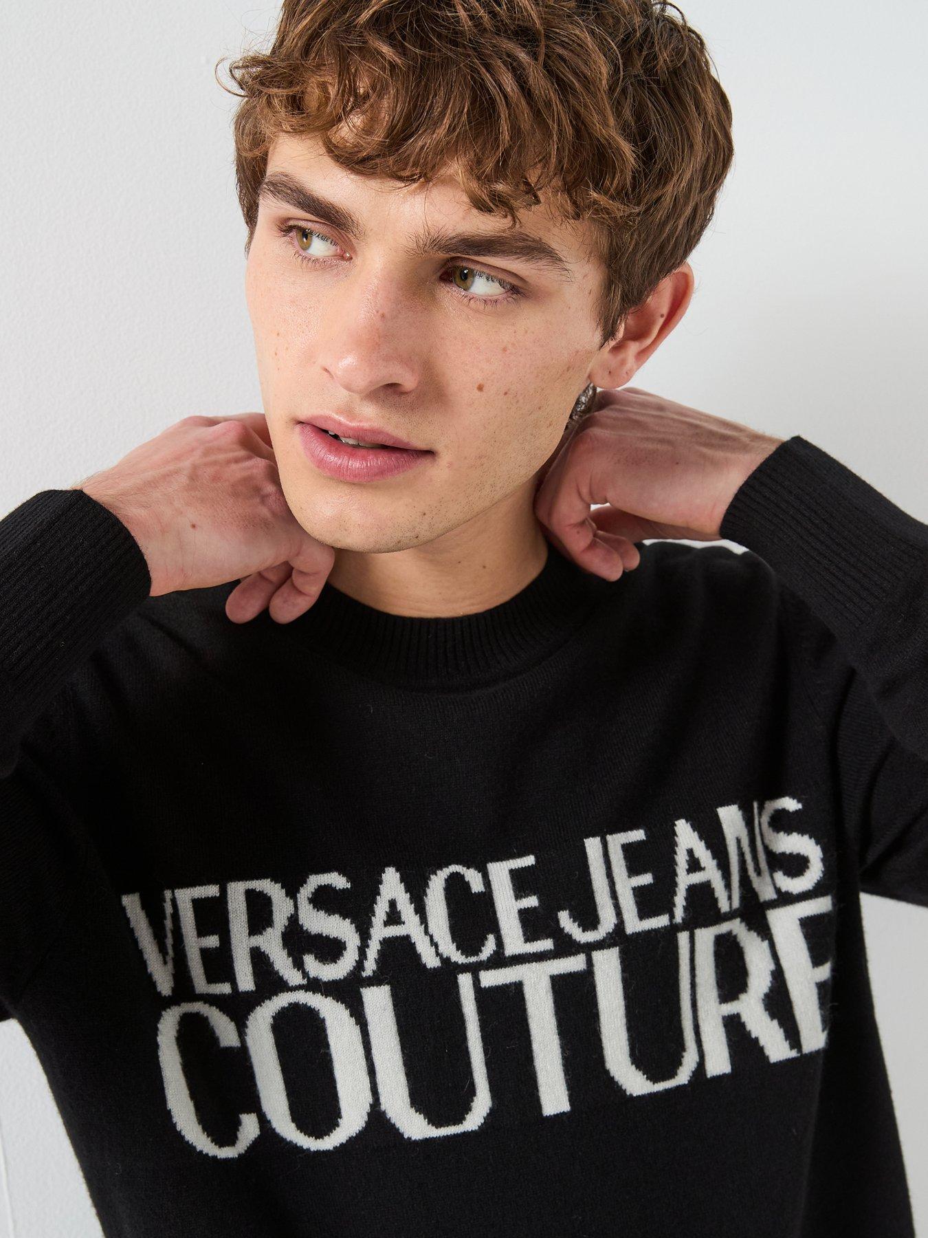 Versace Jeans Couture Large Logo Knitted Jumper - Black | Very