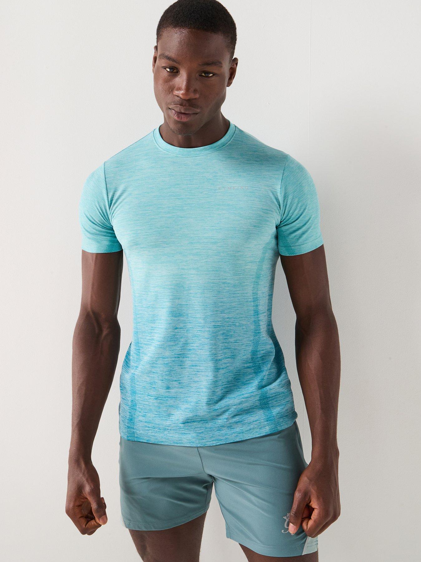 Gym King: Mens Relentless Ombre Seamless Tee - Sea Mist