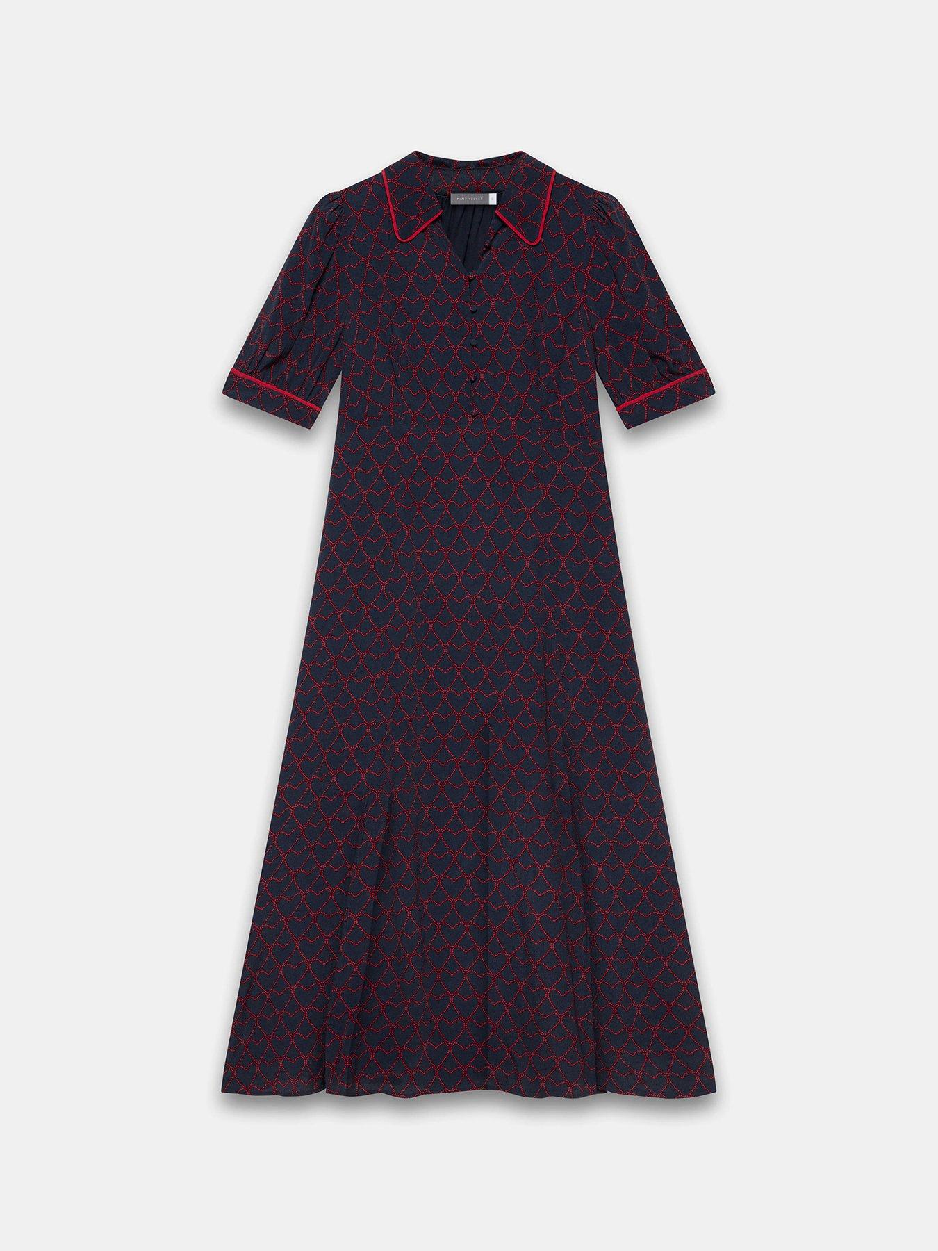 navy blue dress with red hearts Girl Maritime Navy Heart The All Heart Collared Dress by Janie and Jack
