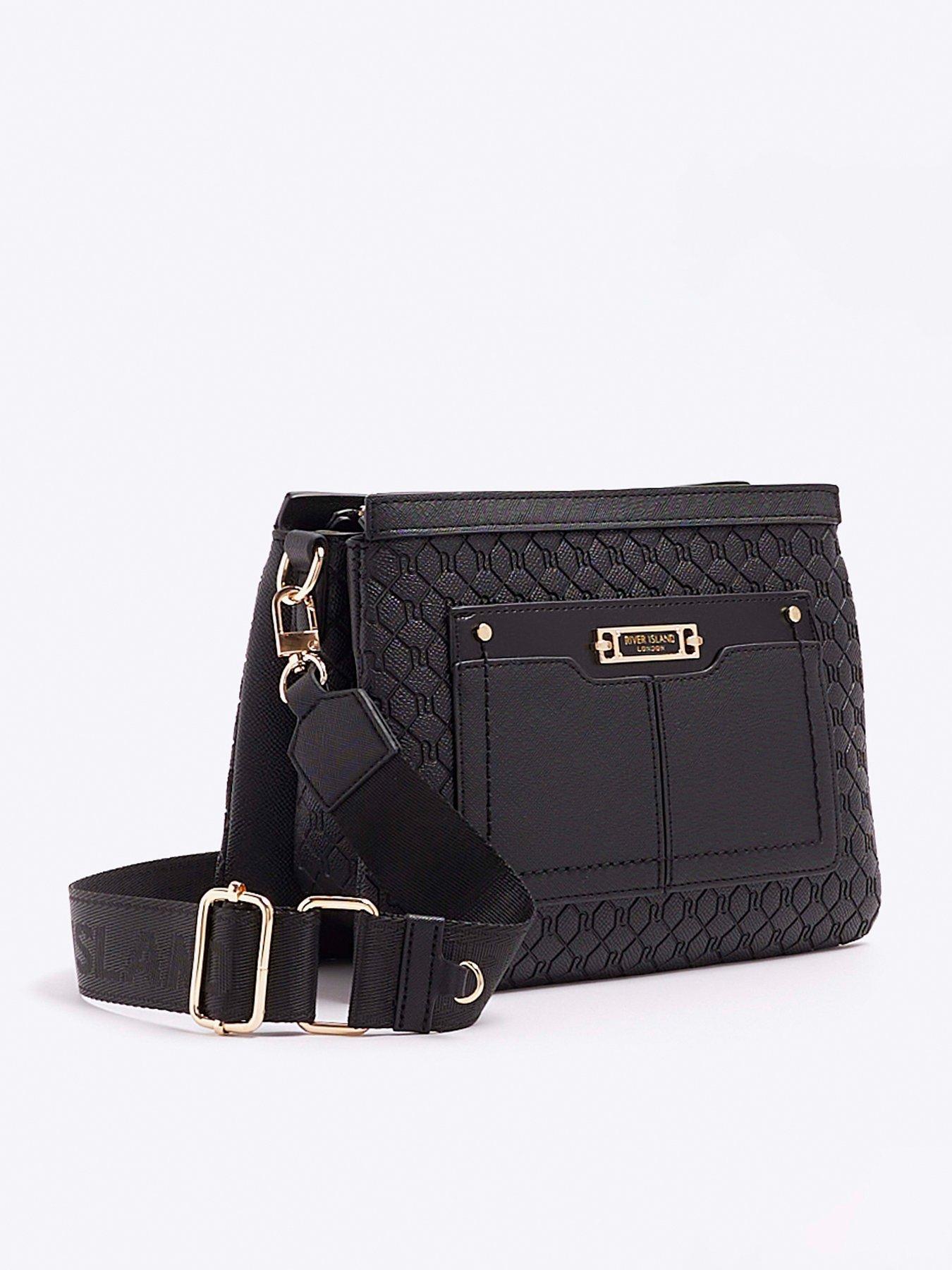 Image 3 of 5 of River Island 2934 Monogram Tri Comp Cross Body Bag - Black