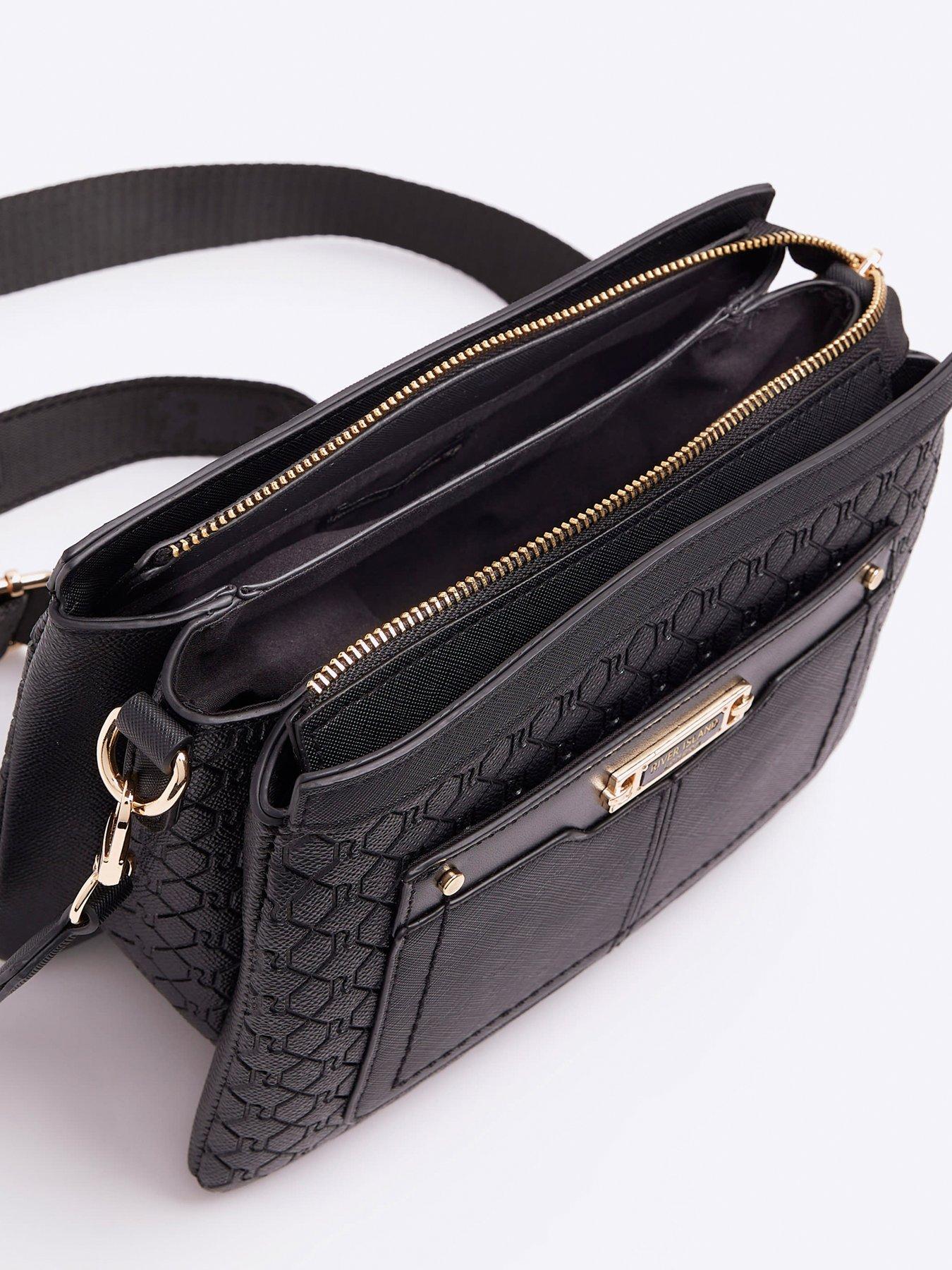 Image 5 of 5 of River Island 2934 Monogram Tri Comp Cross Body Bag - Black