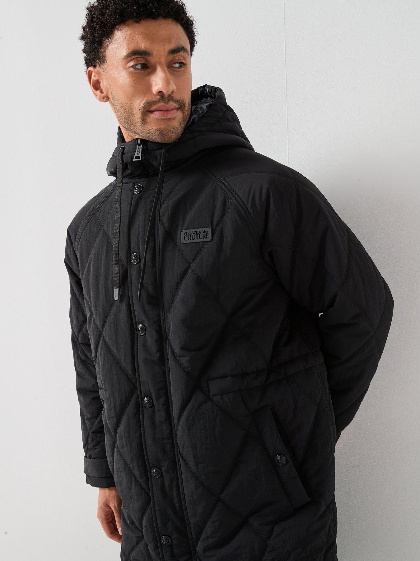 Versace Jeans Couture Longline Quilted Parka Coat - Black | Very