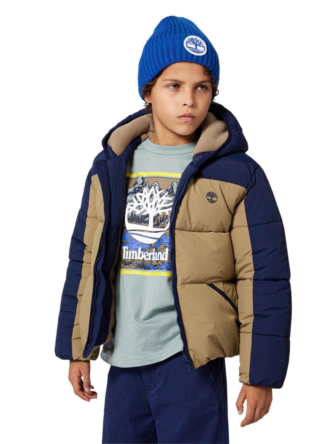 Timberland Boys Colour Block Padded Jacket, Beige, Size Age: 5 Years