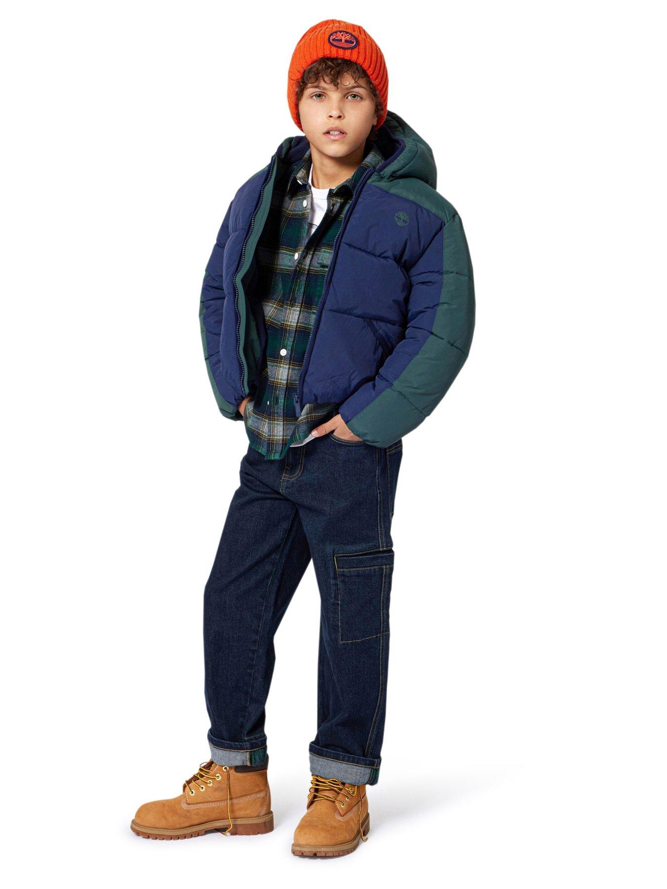Timberland Boys Colour Block Padded Jacket, Blue, Size Age: 5 Years