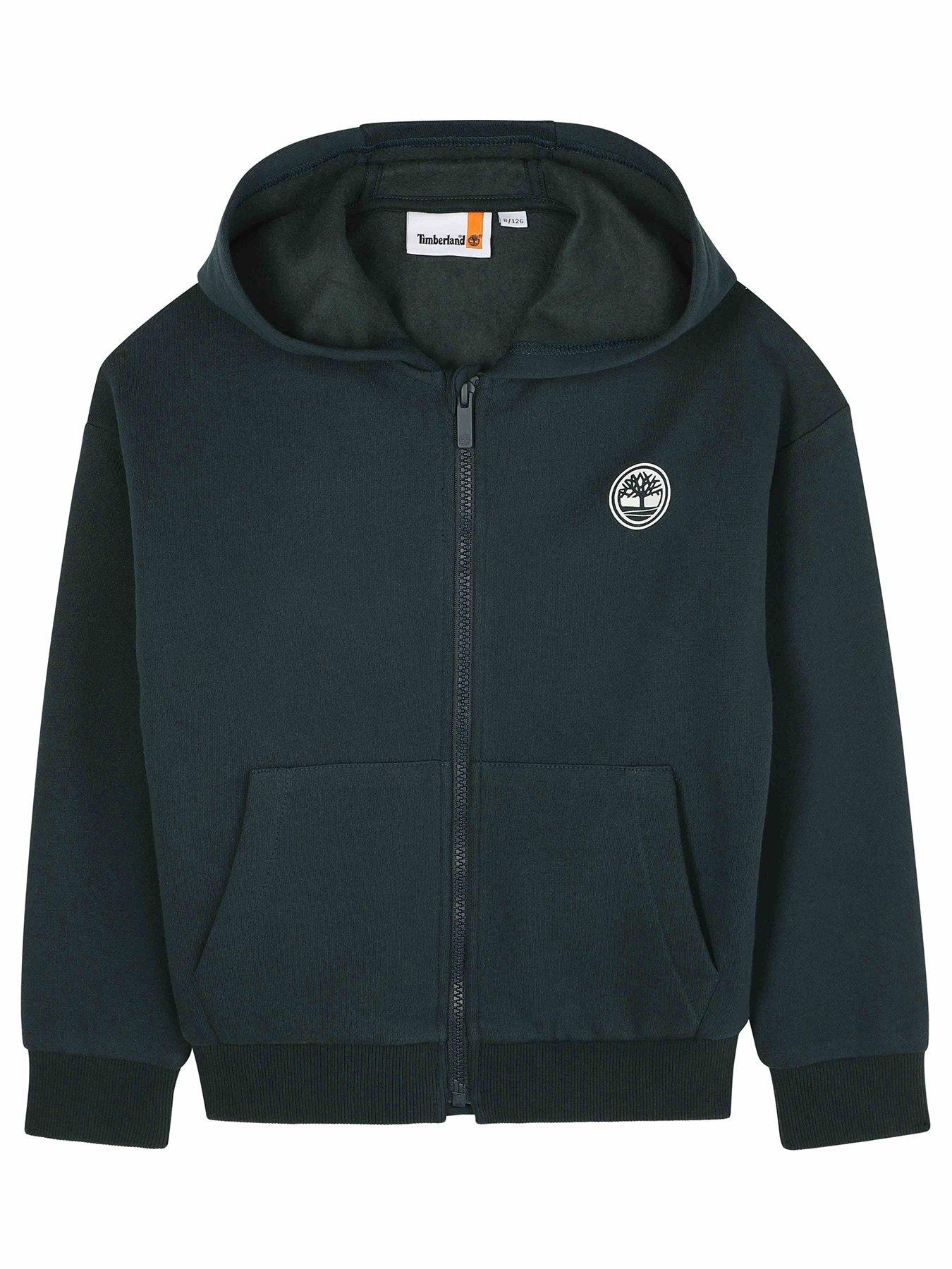 Timberland Boys Back Print Zip Through Hoodie, Dark Green, Size 8 Years