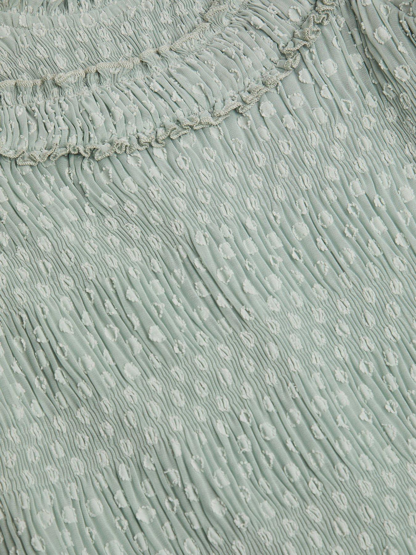 Image 4 of 4 of Monsoon Girls Dobby Textured Dress - Green
