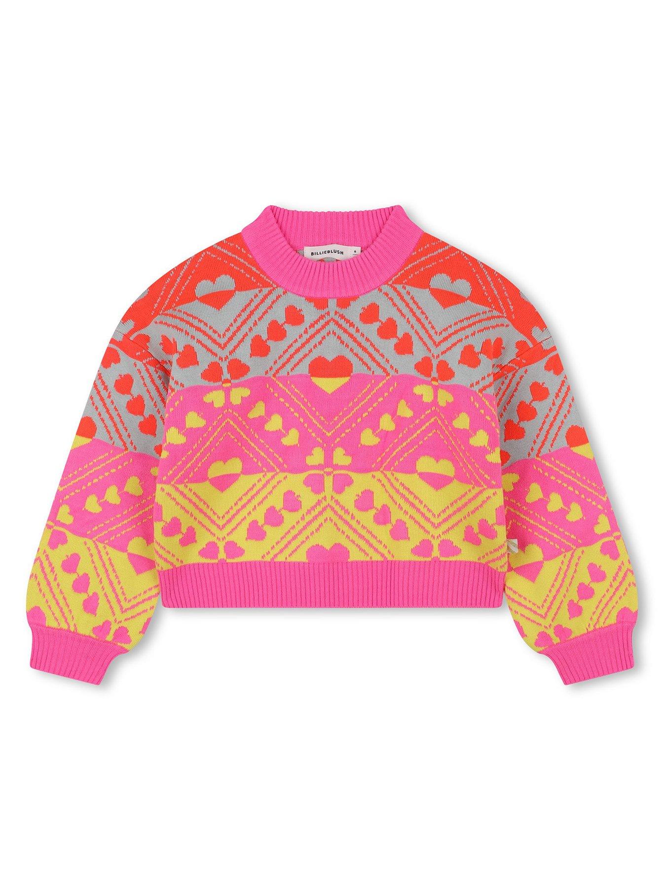 Billieblush Girls Jaquard Knit Jumper - Pink