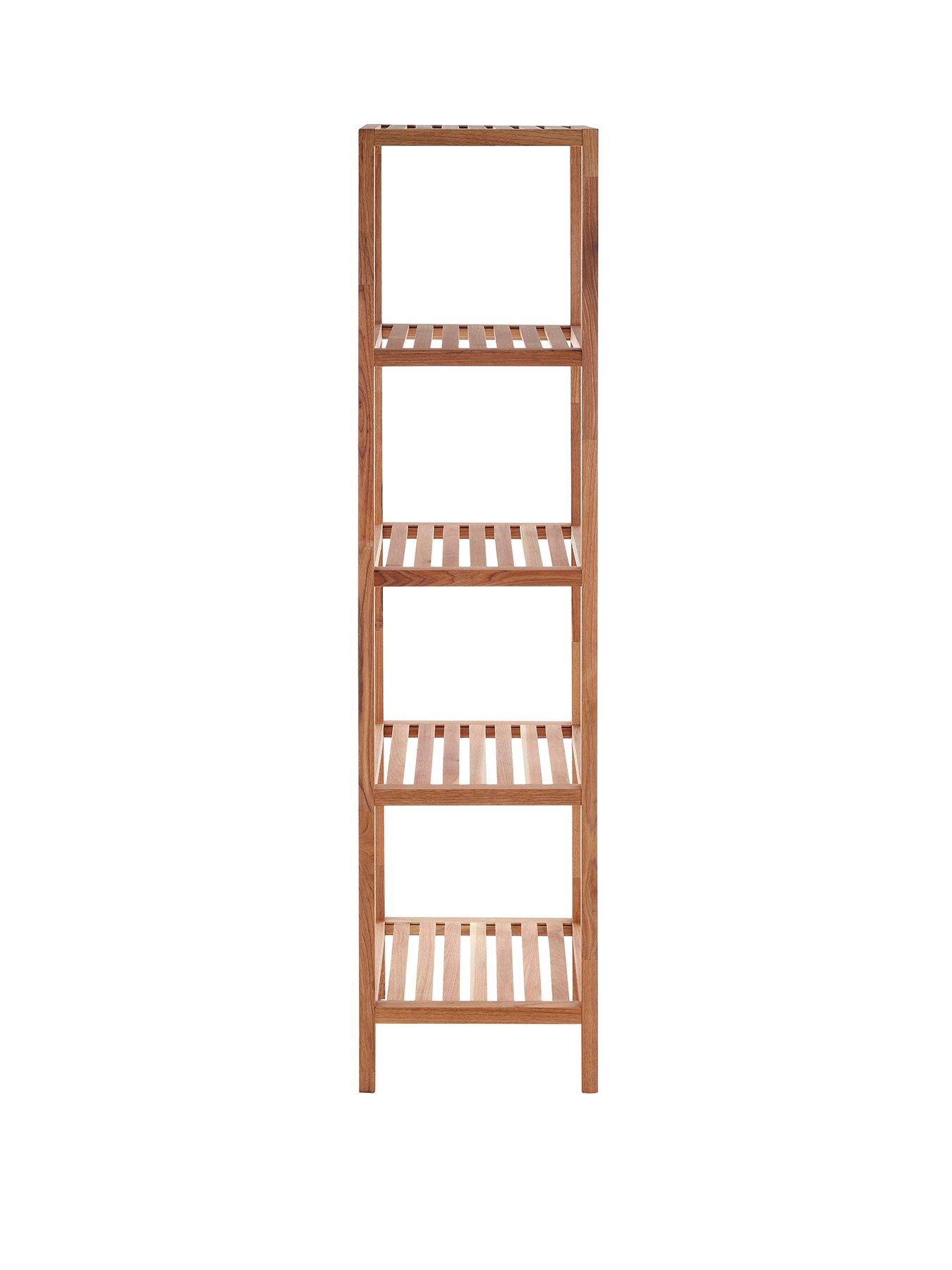 Interiors By Premier Arla 5 Tier Walnut Wood Bathroom Shelf Unit