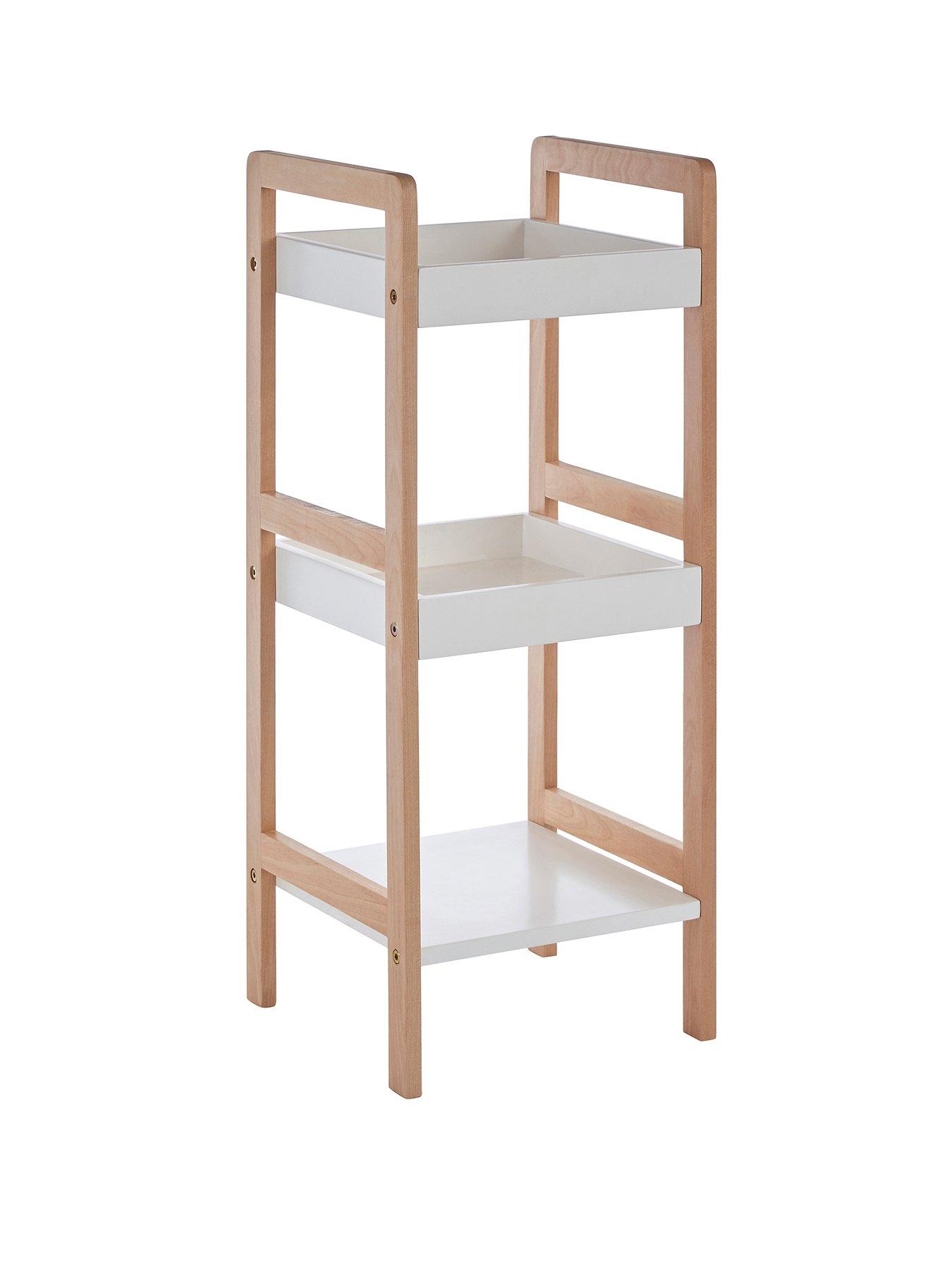 Interiors By Premier Arla 3 Tier  Bathroom Shelf Unit With Birchwood Frame