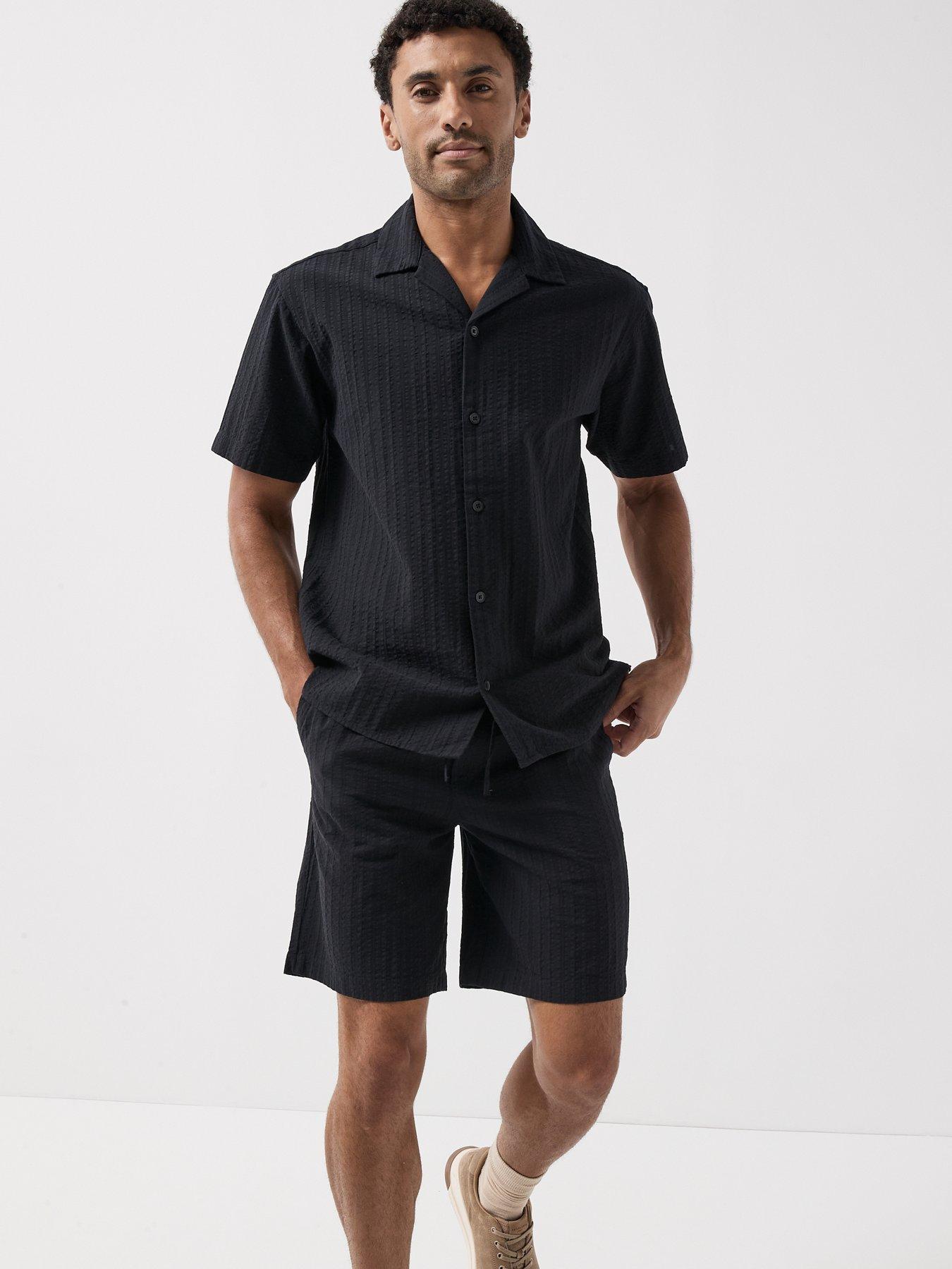 Image 6 of 6 of Jack & Jones Tyson Textured Shorts - Black