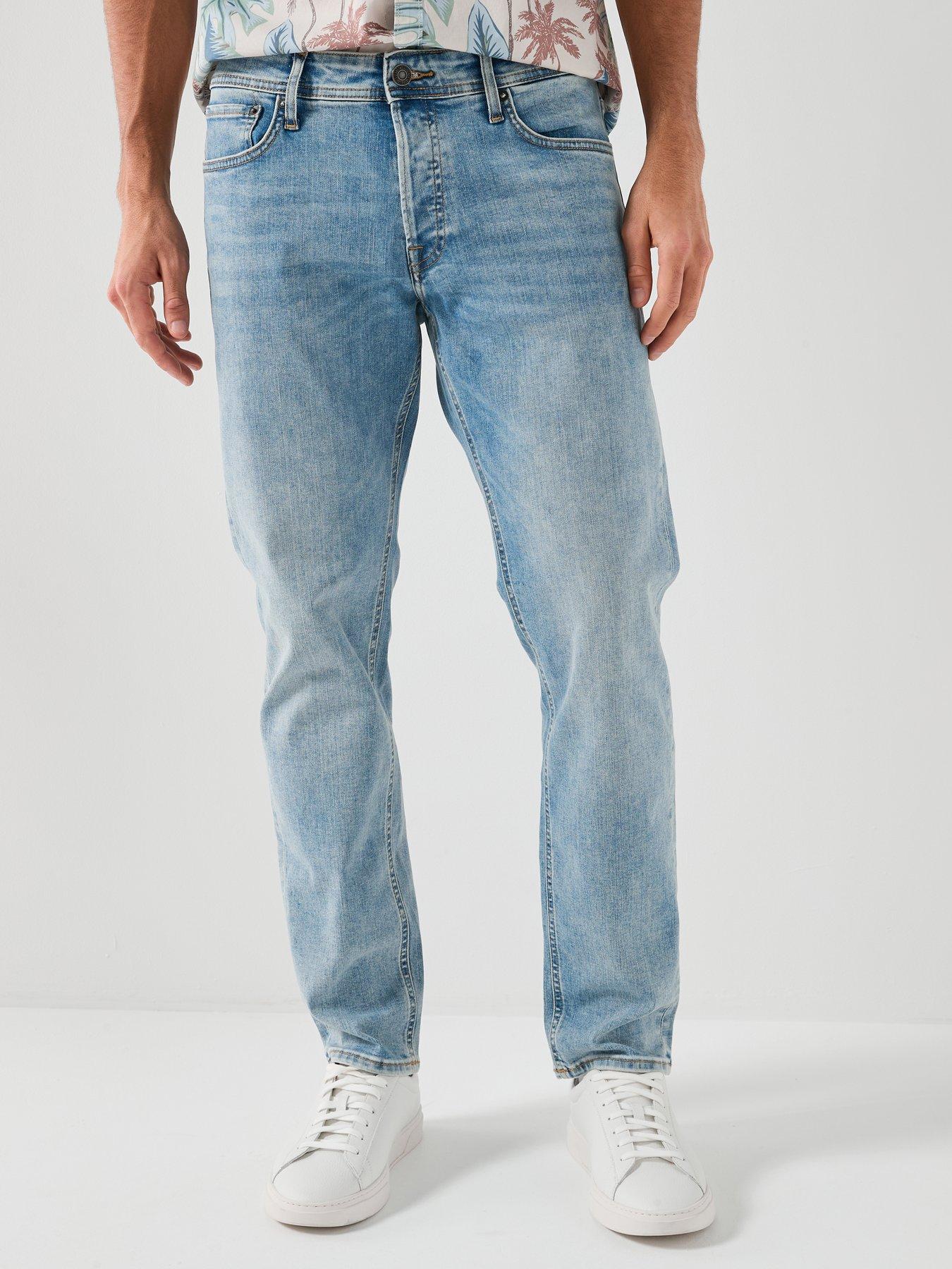 Jack & Jones Mike Original Tapered 171 Fit Jeans, Blue Denim, Size 36R, Men