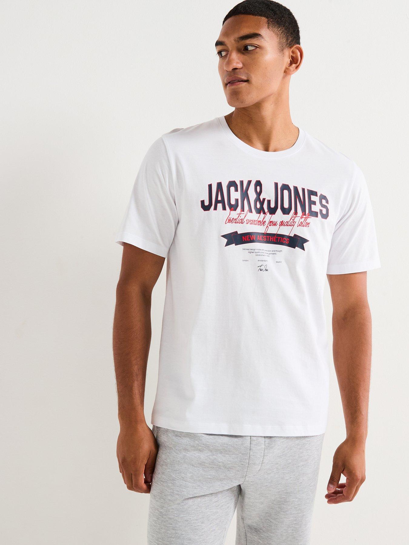 Image 1 of 4 of Jack & Jones Logo Short Sleeve T-Shirt - White
