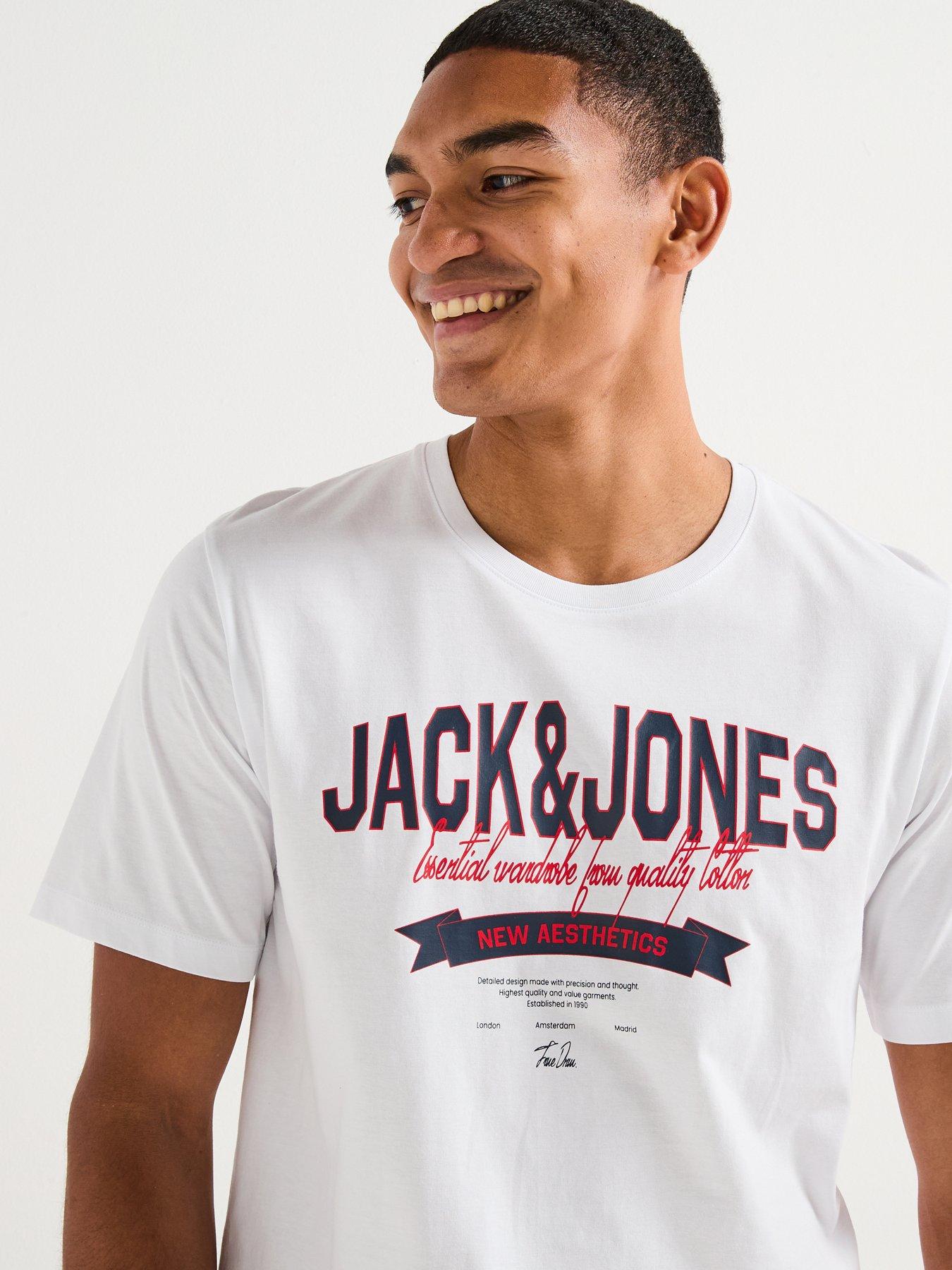 Image 4 of 4 of Jack & Jones Logo Short Sleeve T-Shirt - White