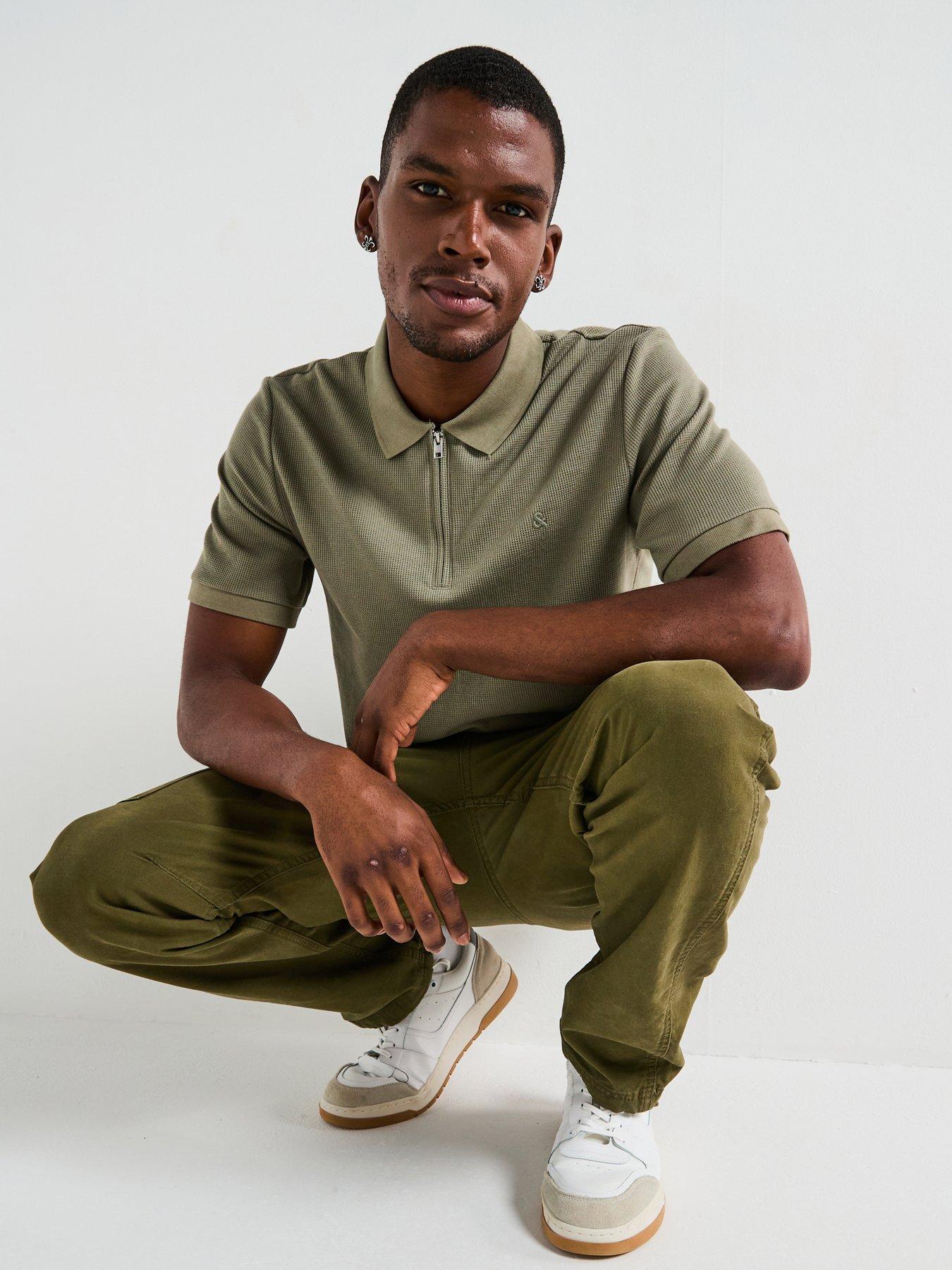 Jack & Jones Austin Short Sleeve Polo Shirt, Vetiver, Size S, Men