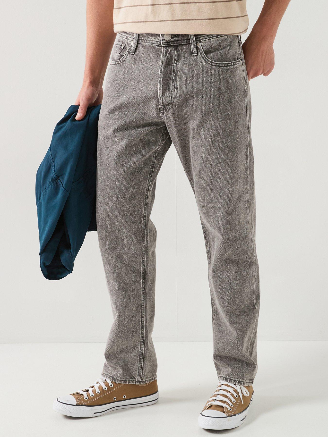 Jack & Jones Chris Loose Fit Jeans, Grey Denim, Size 32R, Men