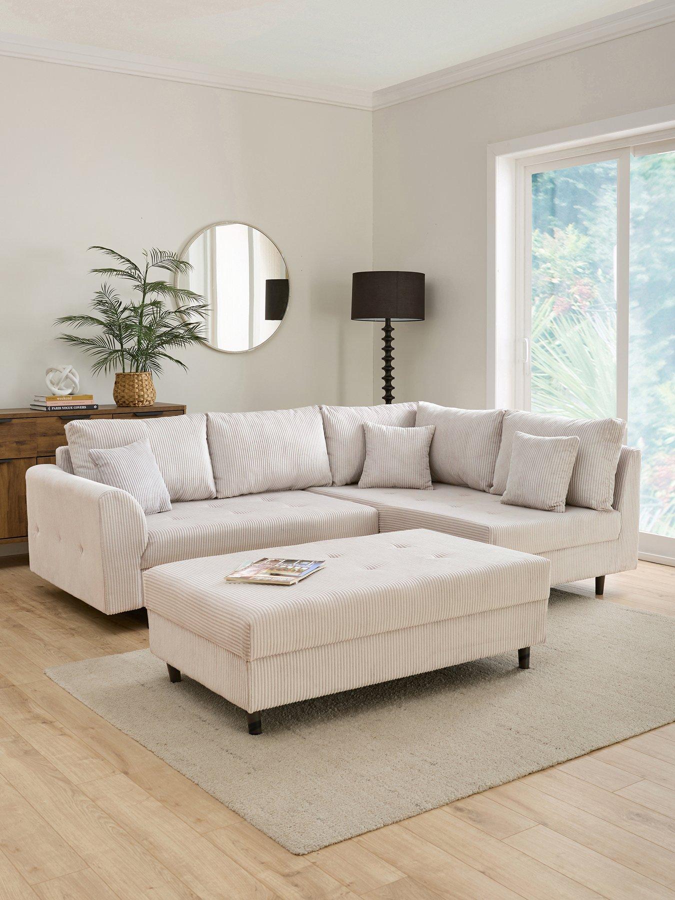The Very Collection Rune Cord Right Hand Corner Chaise + Footstool Set (Buy and SAVE!) - FSC® Certified