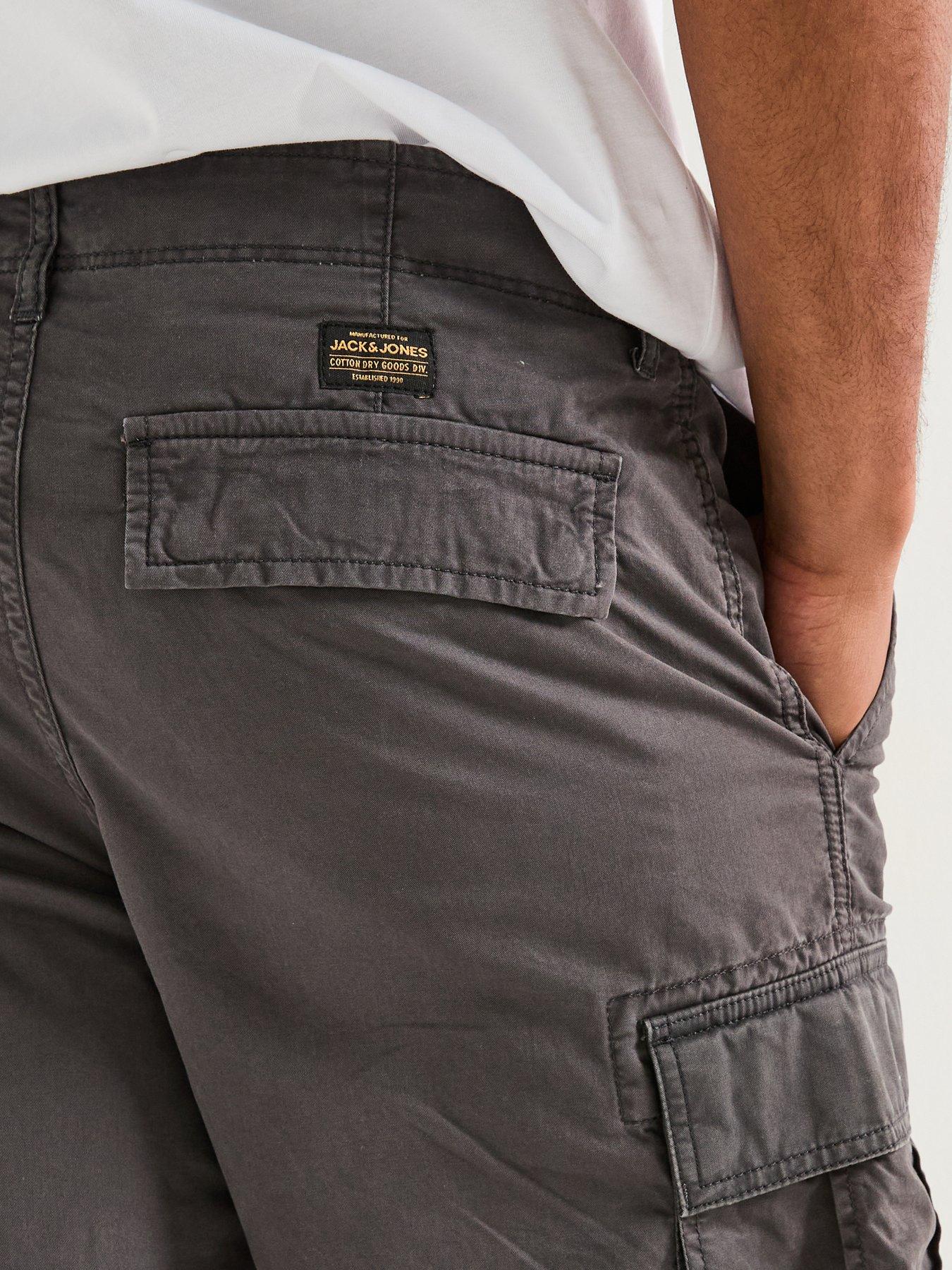 Image 4 of 5 of Jack & Jones Cole Frank Cargo Mid Length Shorts - Dark Grey