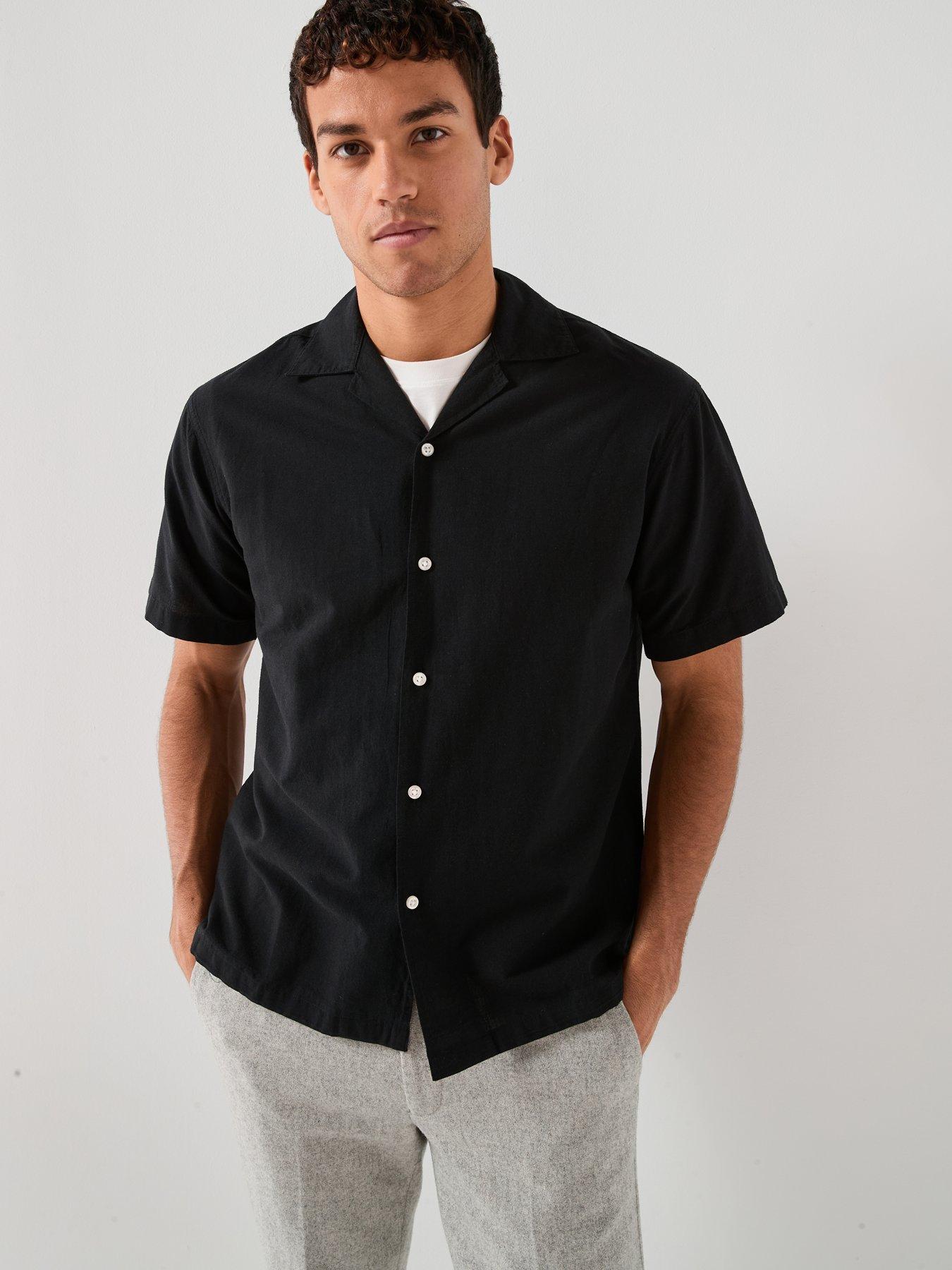 Jack & Jones Breeze Lined Blend Resort Short Sleeve Shirt - Black