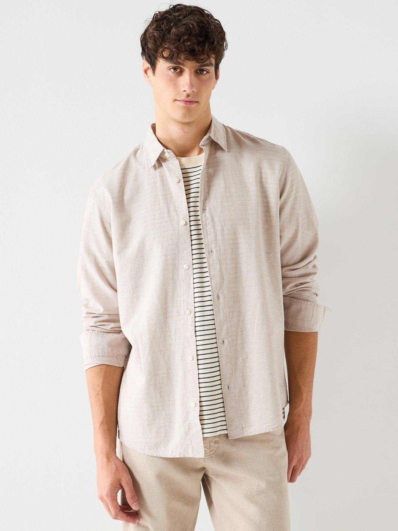 Jack & Jones Breeze Linen Blend Long Sleeve Shirt - Beige