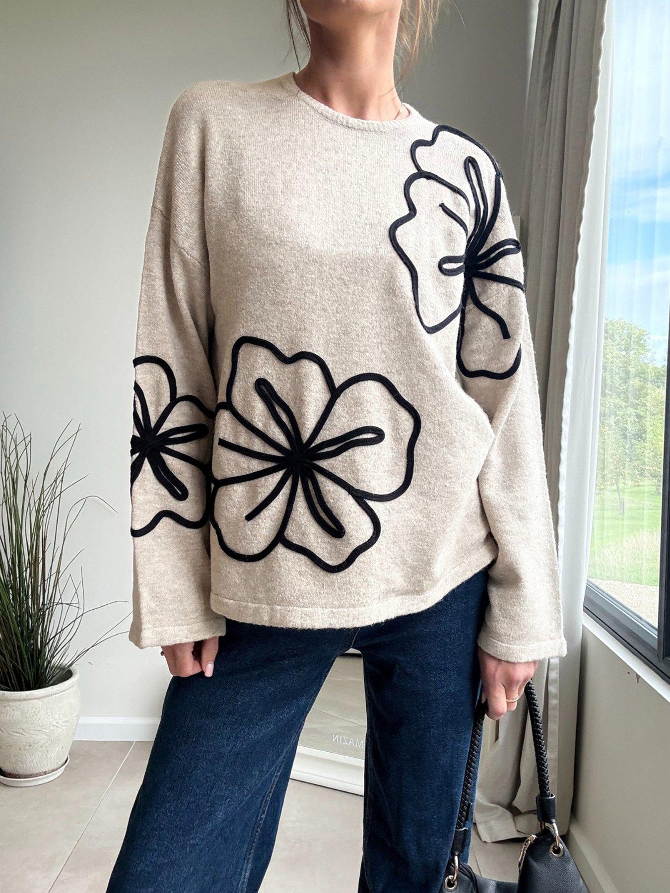 Image 4 of 4 of Style Cheat Floral Knit Top - Beige