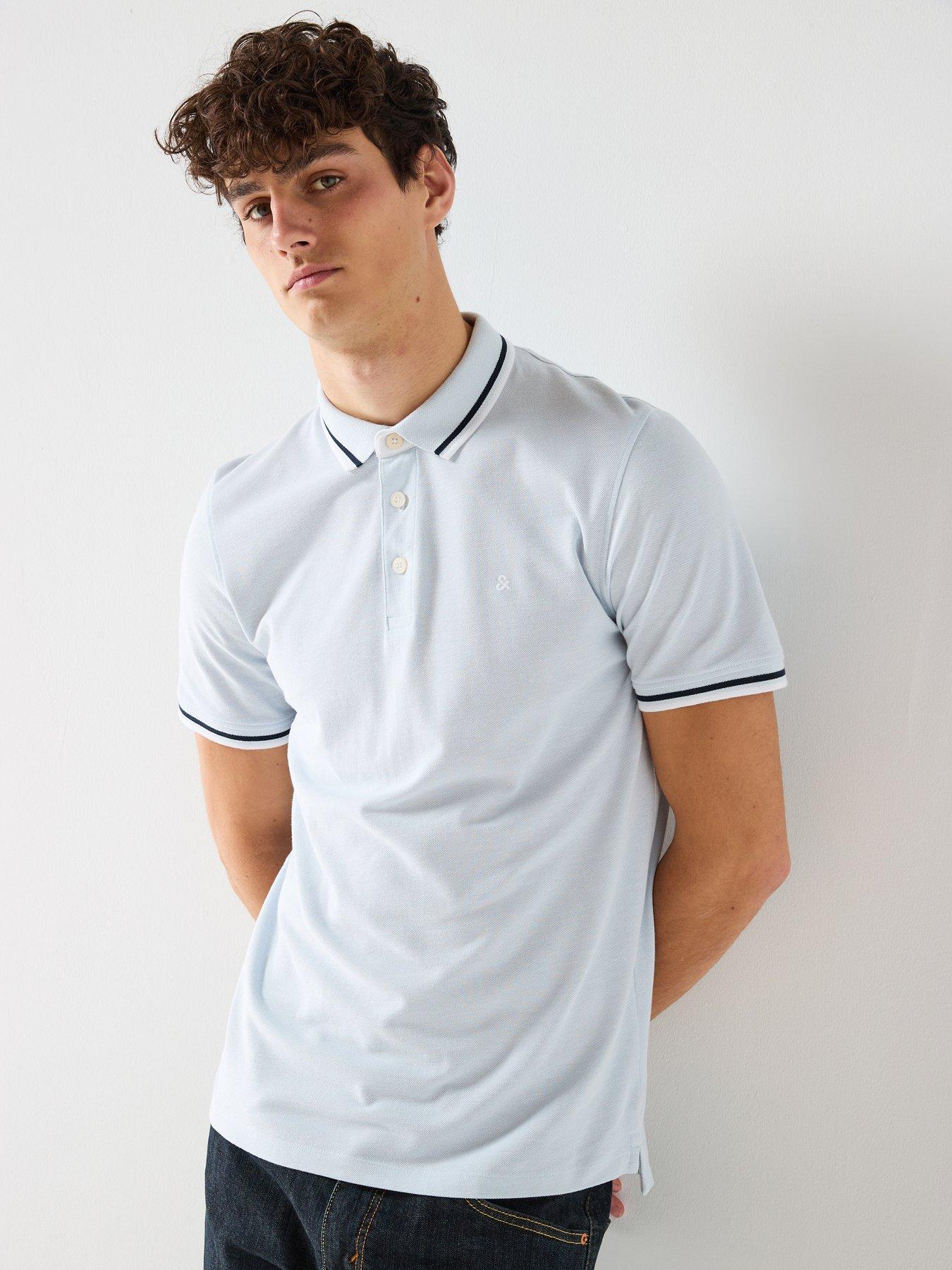 Image 1 of 6 of Jack & Jones Paulos Short Sleeve Polo Shirt - Light Blue