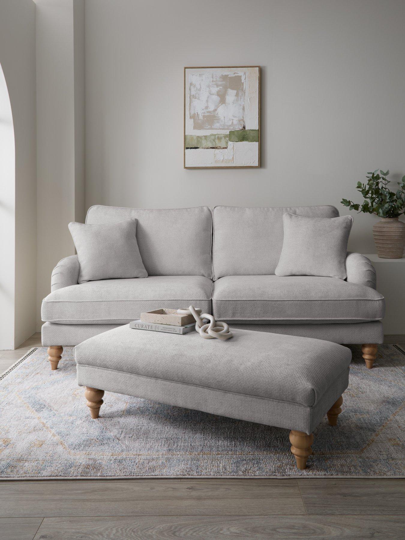 Michelle Keegan Home Hepburn 3 Seater Fabric Sofa + Footstool (Buy  &  SAVE!) - FSC® Certified