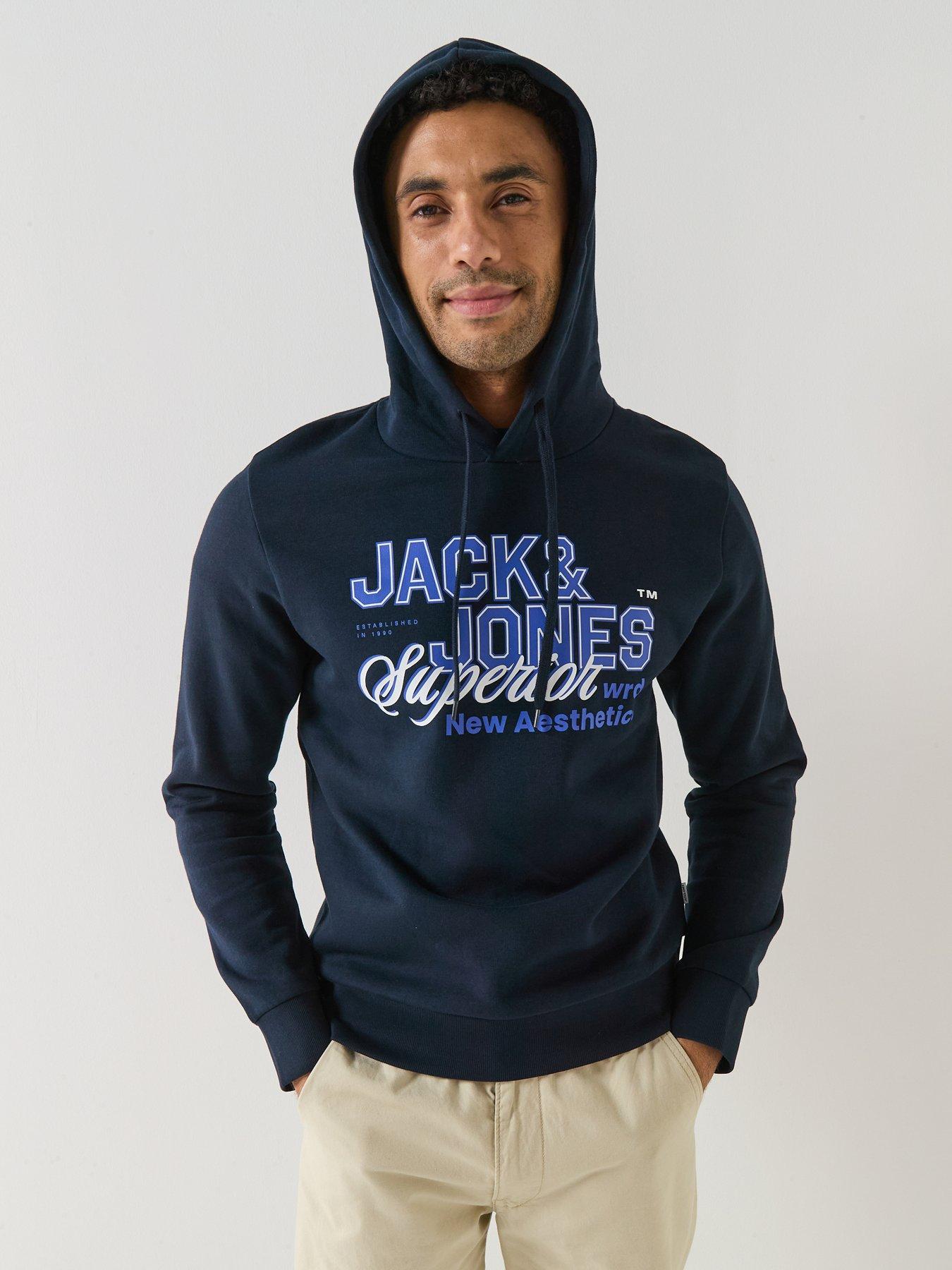 Image 5 of 6 of Jack & Jones Logo Print Hoodie - Navy