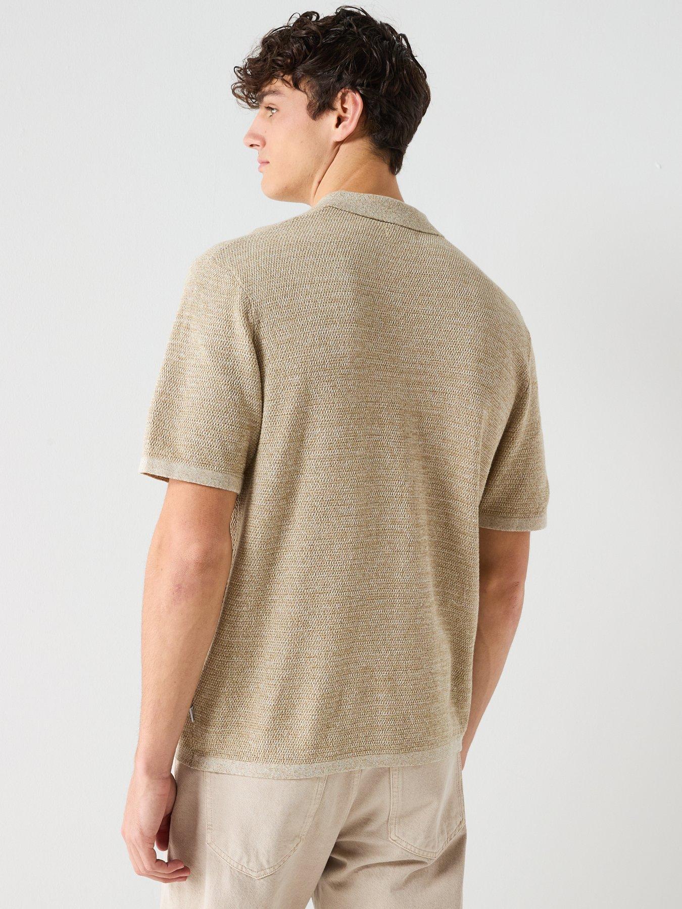 Image 2 of 6 of Jack & Jones George Knitted Polo Top - Light Brown