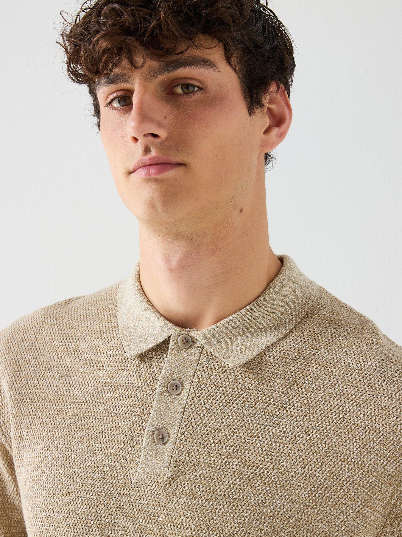 Image 4 of 6 of Jack & Jones George Knitted Polo Top - Light Brown