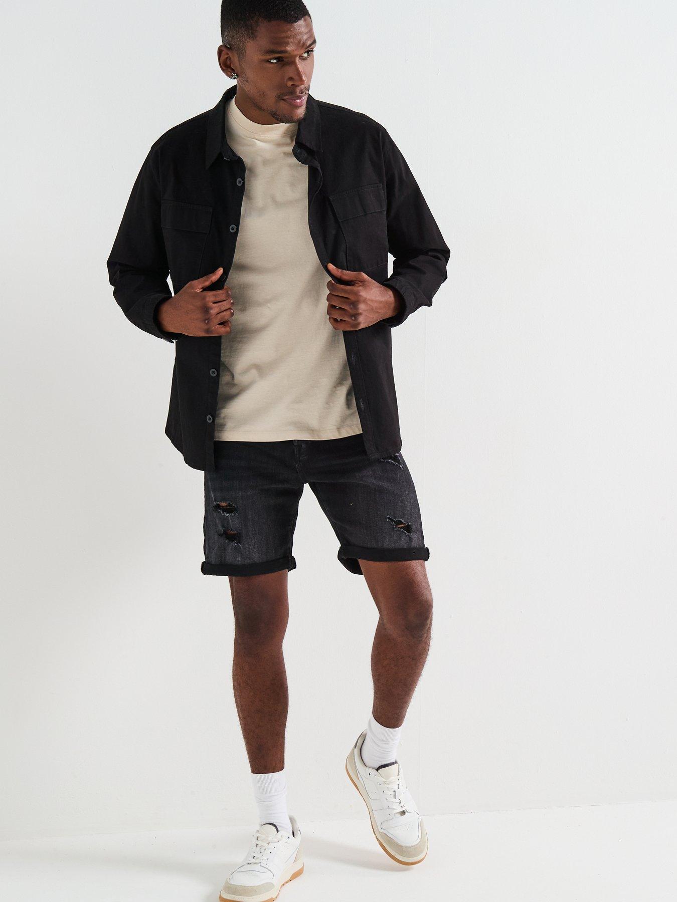 Image 3 of 6 of Jack & Jones Fox Denim Shorts - Black