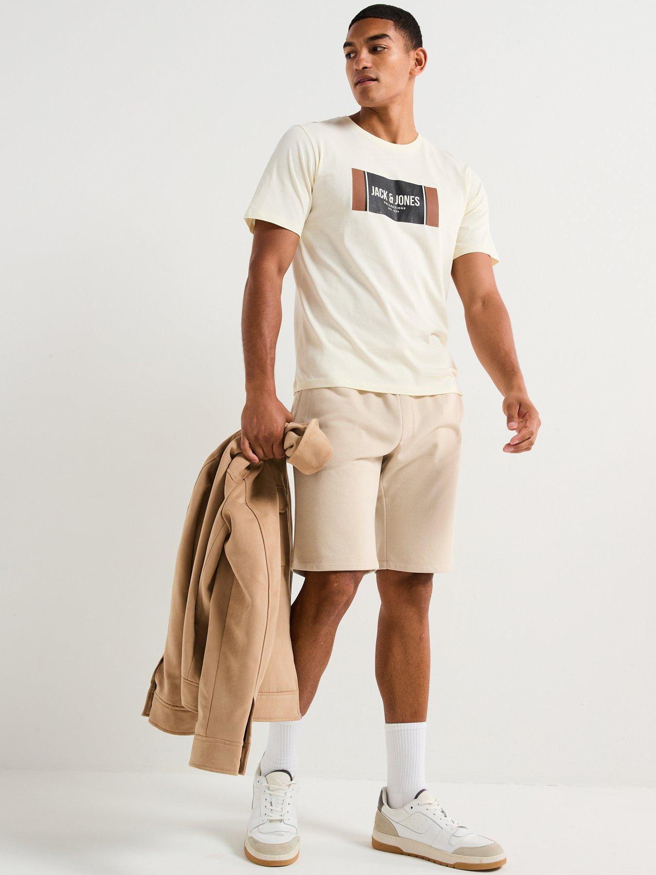 Image 3 of 5 of Jack & Jones Bradley Mid Length Sweat Shorts - Cream