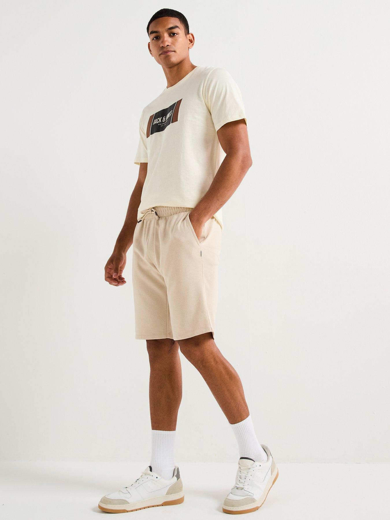 Image 5 of 5 of Jack & Jones Bradley Mid Length Sweat Shorts - Cream