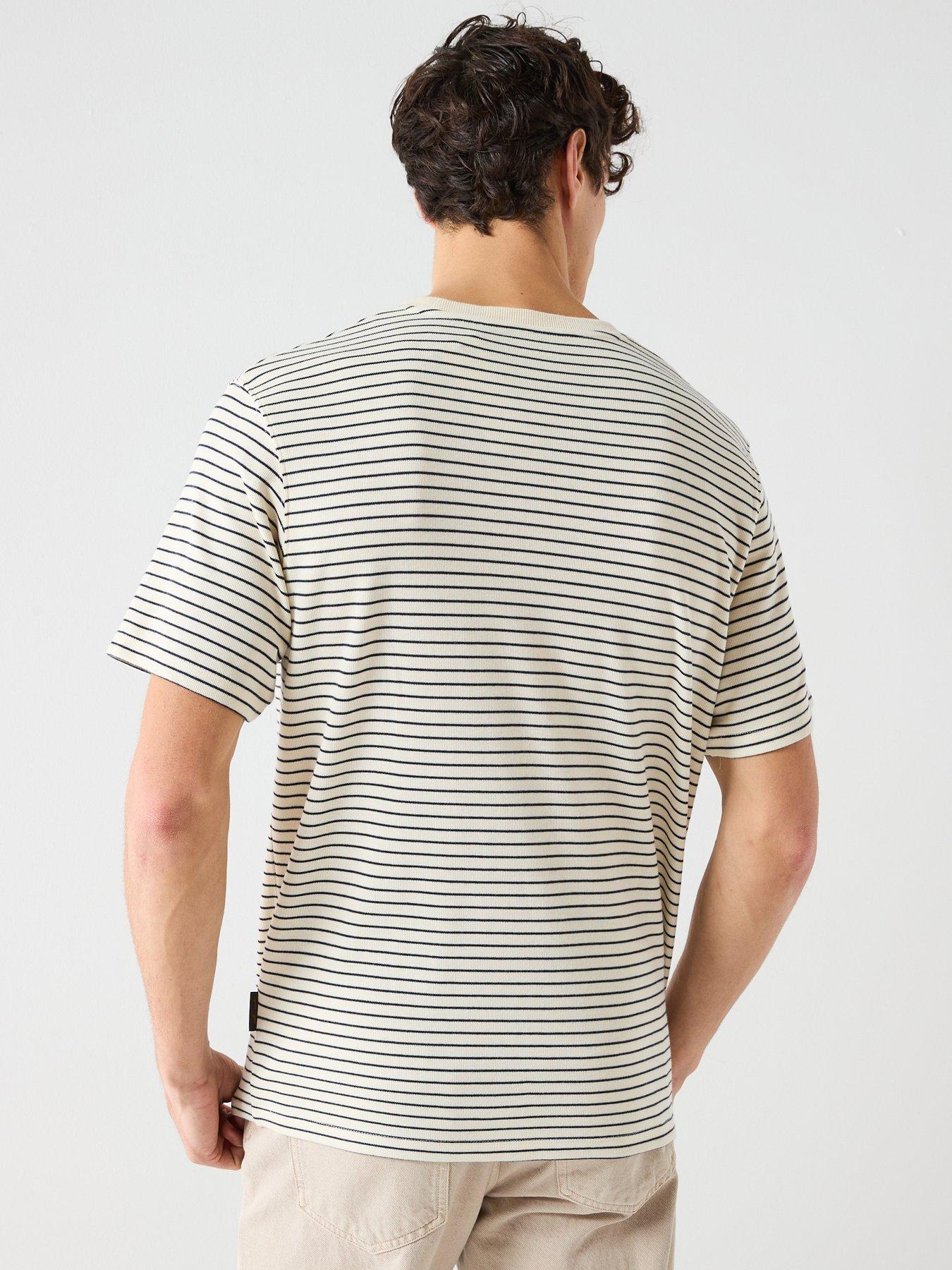 Image 2 of 6 of Jack & Jones Dover Striped Short Sleeve T-Shirt - White