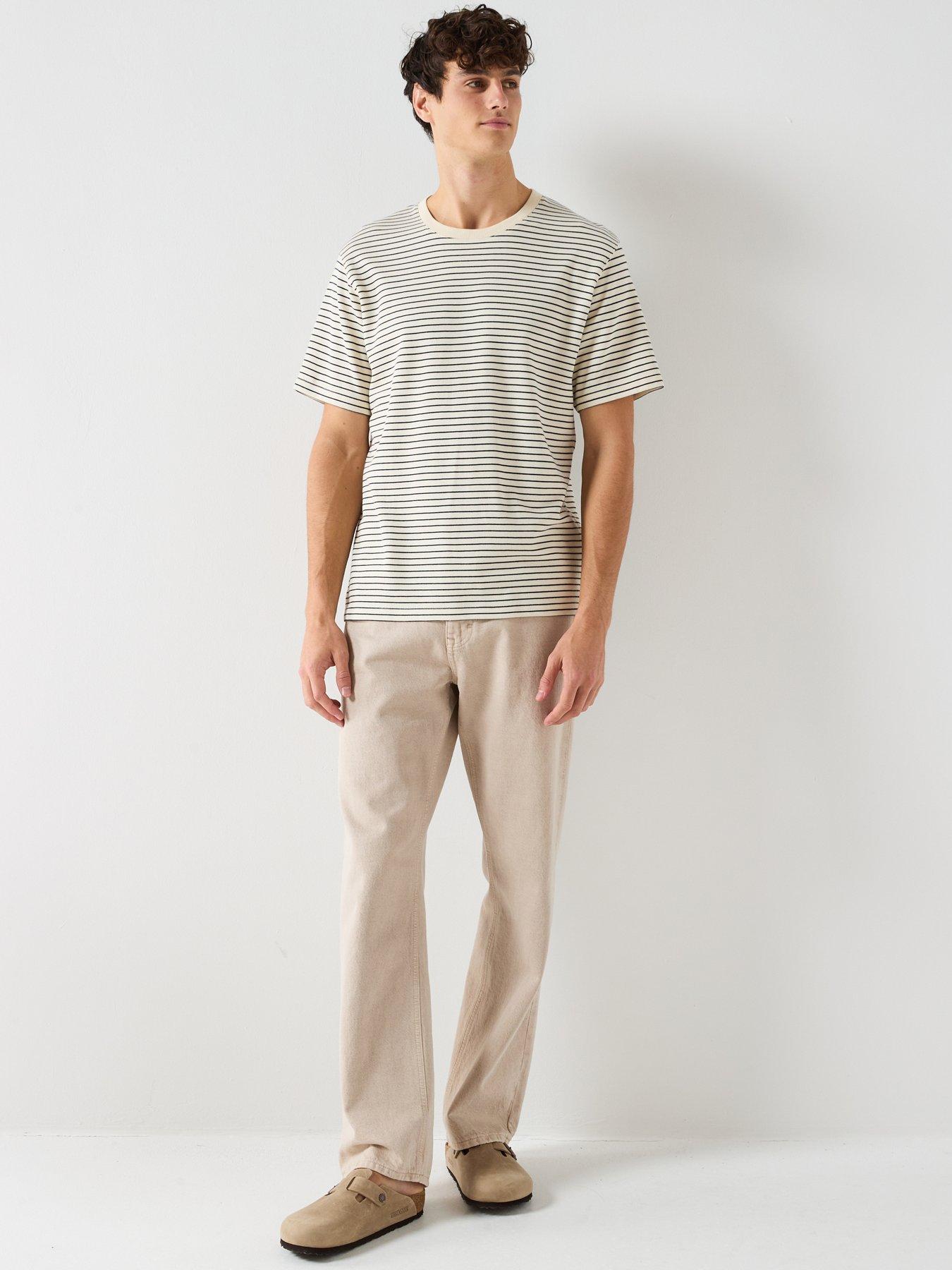Image 3 of 6 of Jack & Jones Dover Striped Short Sleeve T-Shirt - White