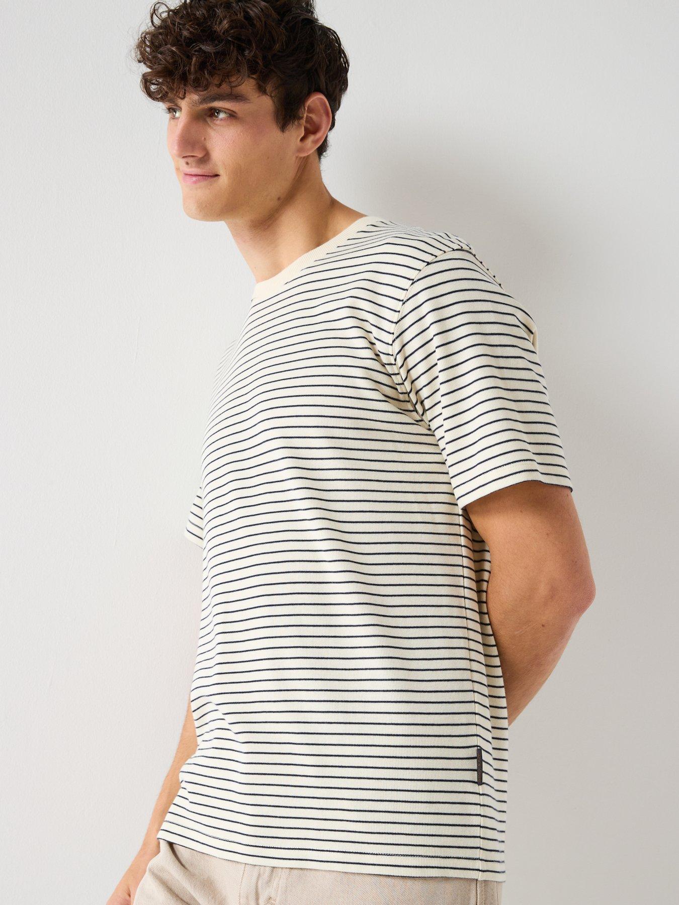 Image 4 of 6 of Jack & Jones Dover Striped Short Sleeve T-Shirt - White