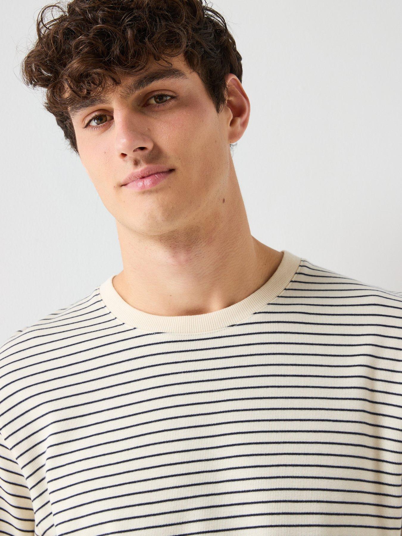 Image 5 of 6 of Jack & Jones Dover Striped Short Sleeve T-Shirt - White