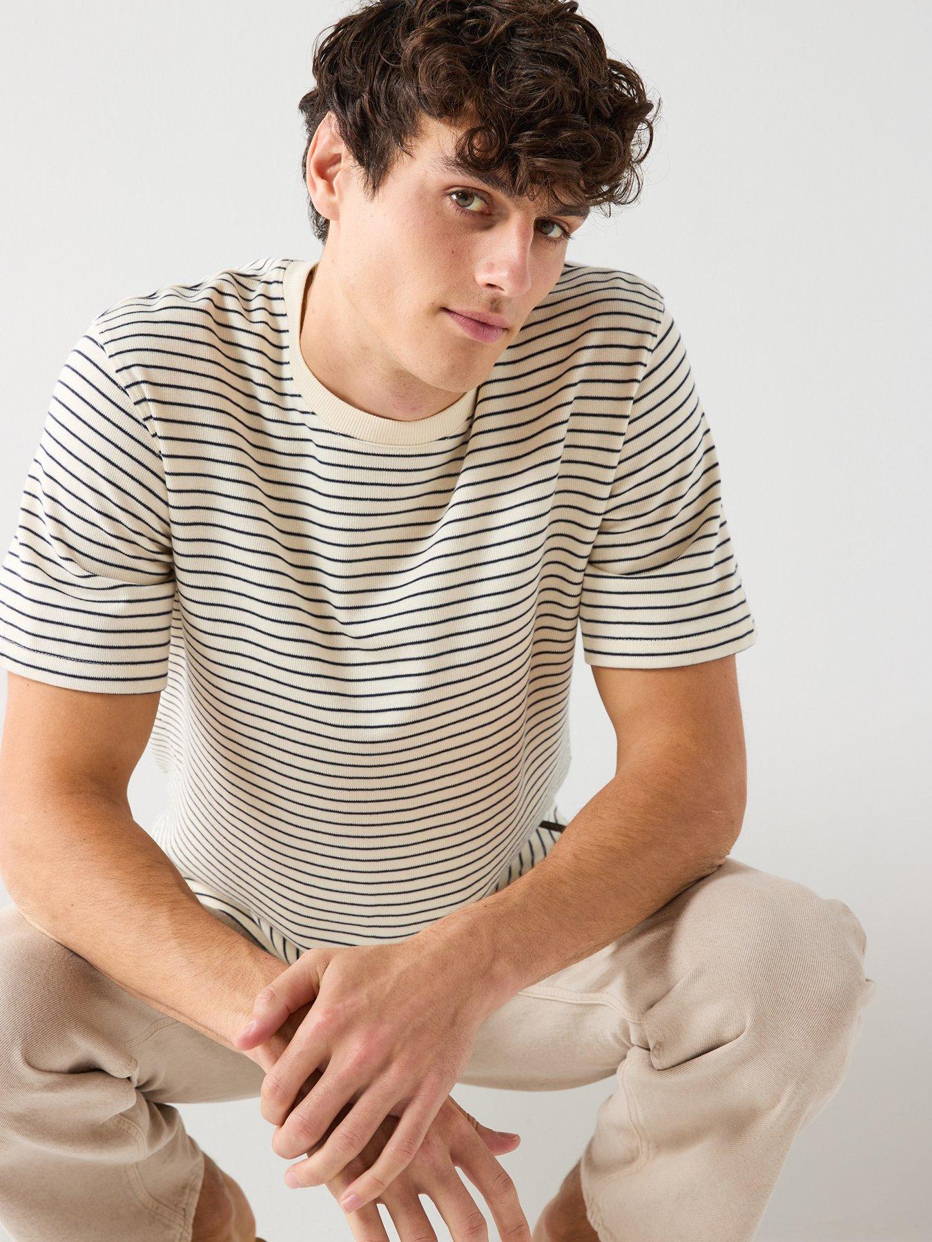 Image 6 of 6 of Jack & Jones Dover Striped Short Sleeve T-Shirt - White