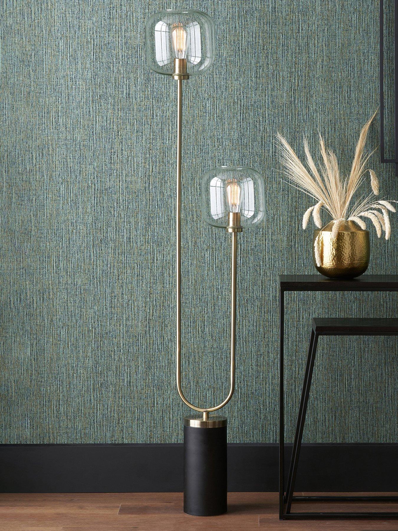 undefined Florence Black Metal and Glass Floor Lamp